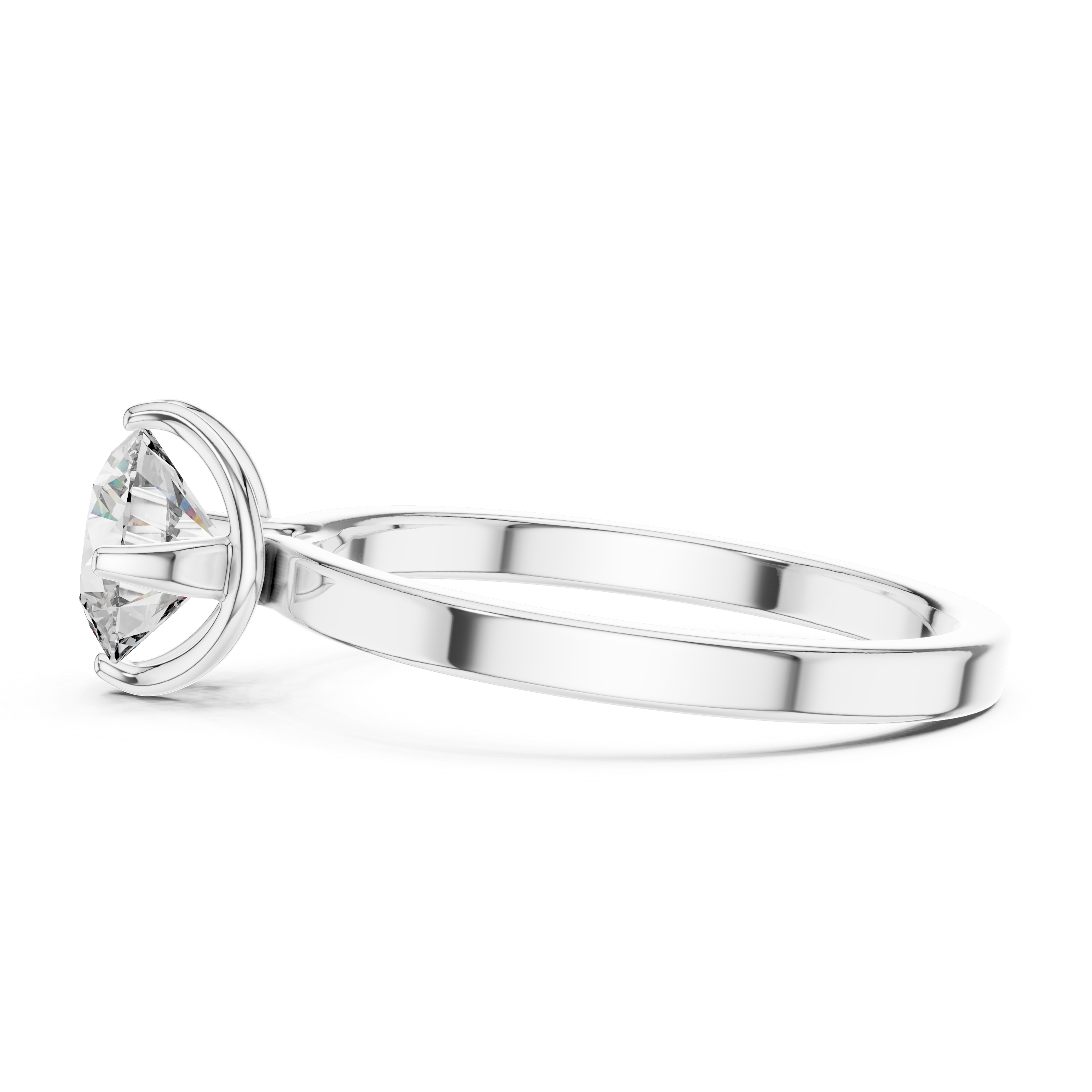 Minimalist Cathedral Solitaire Engagement Ring with Round Brilliant Stone