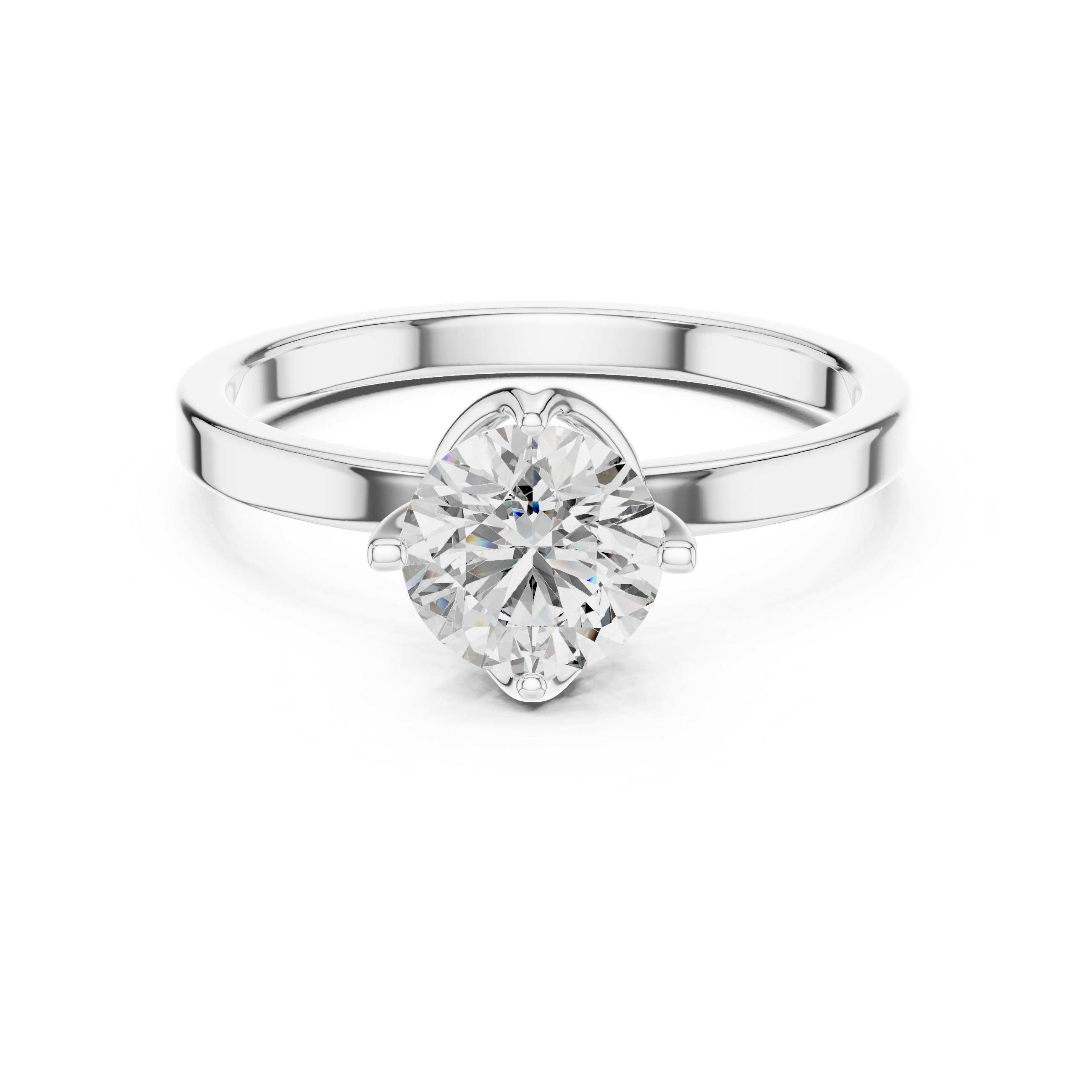 Minimalist Cathedral Solitaire Engagement Ring with Round Brilliant Stone