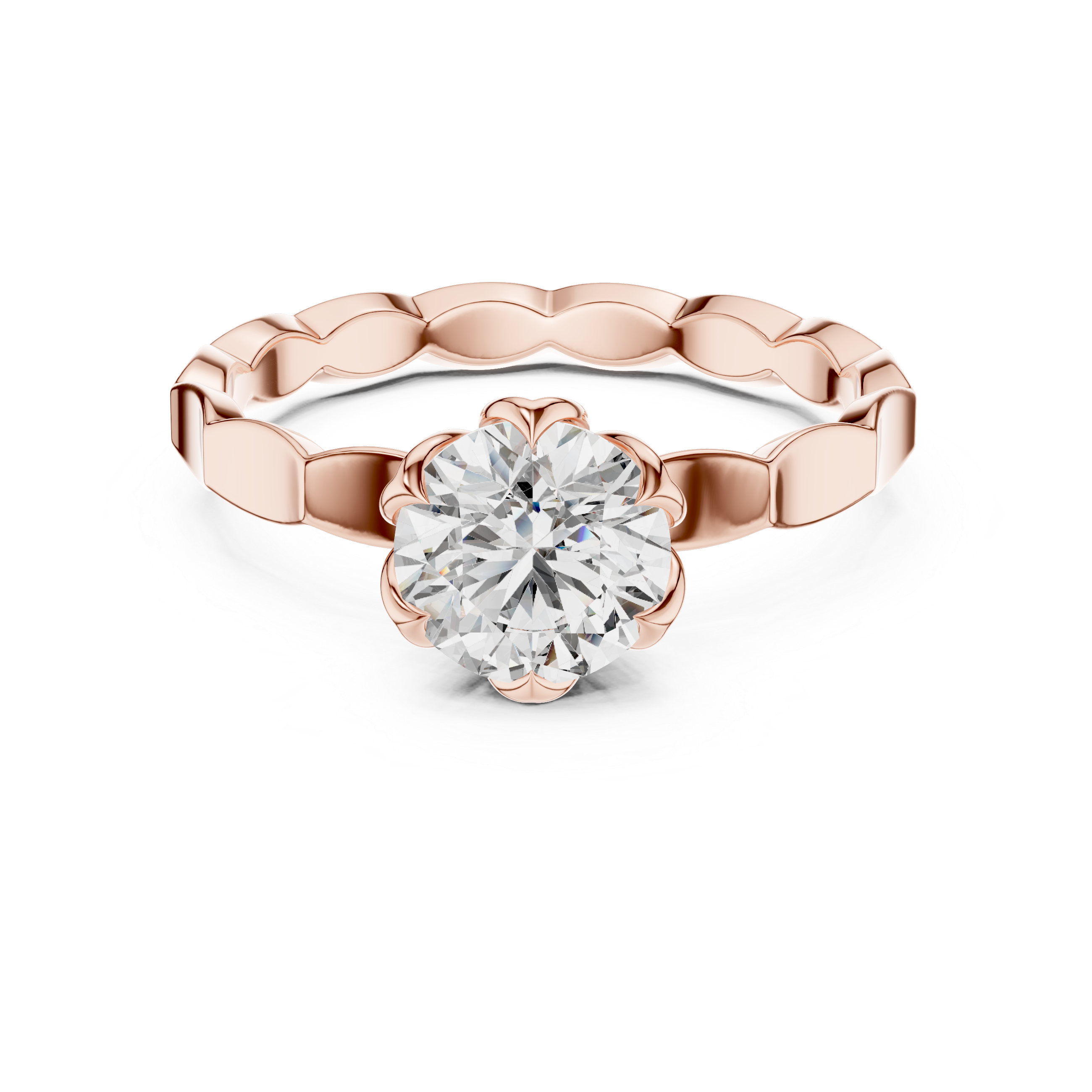 Floral Inspired Solitaire Engagement Ring with Petal Prong Setting