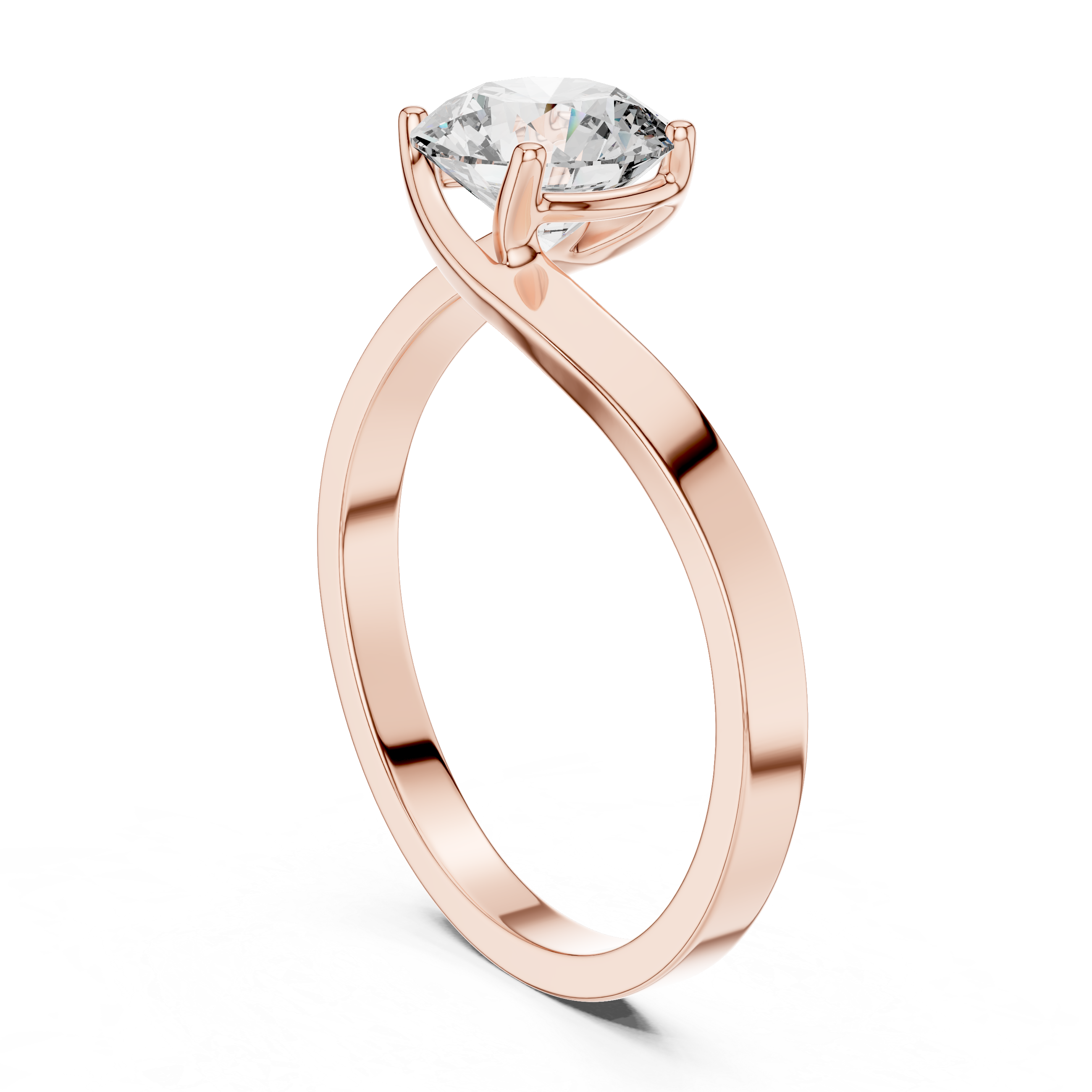 Modern Twist Solitaire Engagement Ring with Round Brilliant Diamond