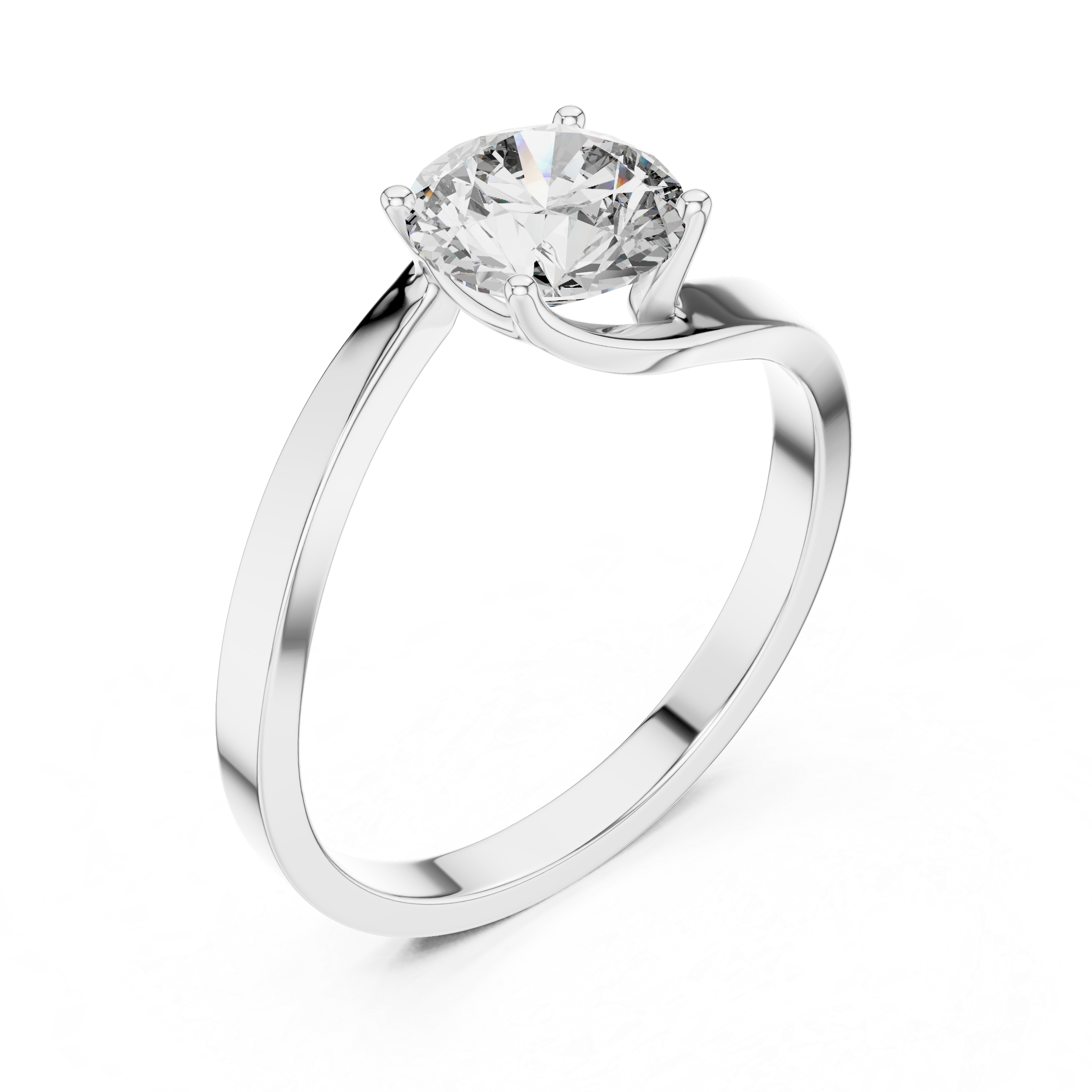Modern Twist Solitaire Engagement Ring with Round Brilliant Diamond