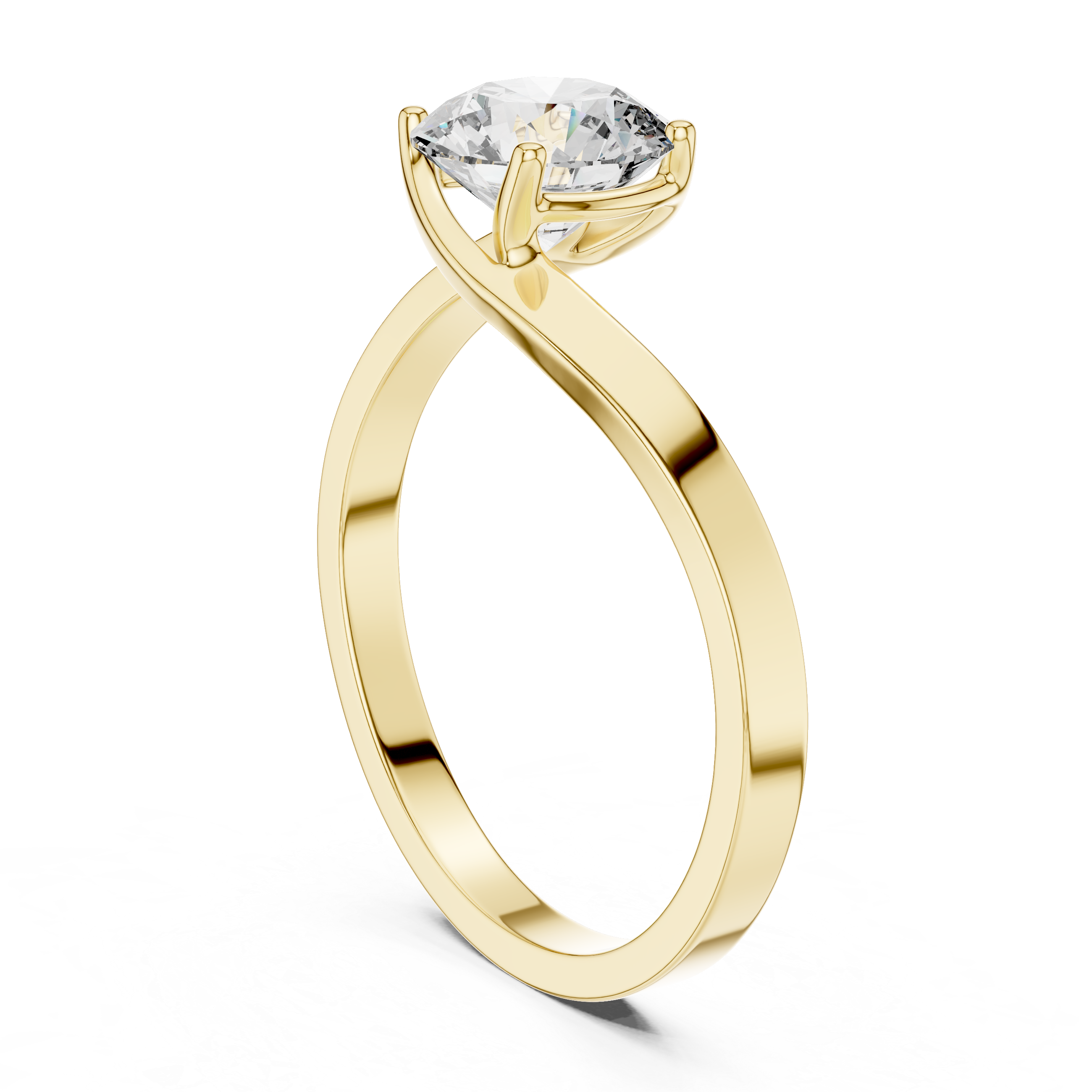 Modern Twist Solitaire Engagement Ring with Round Brilliant Diamond