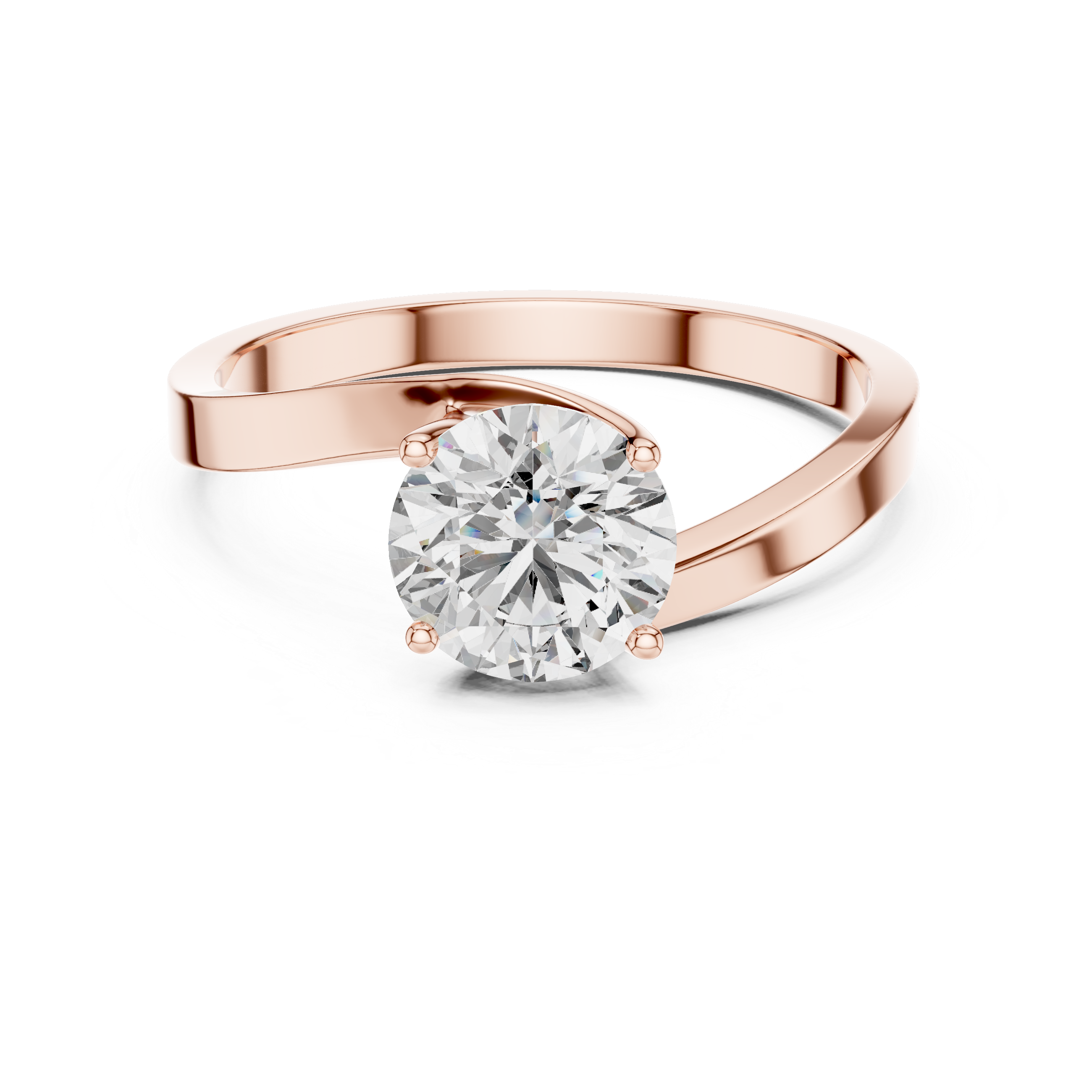Modern Twist Solitaire Engagement Ring with Round Brilliant Diamond