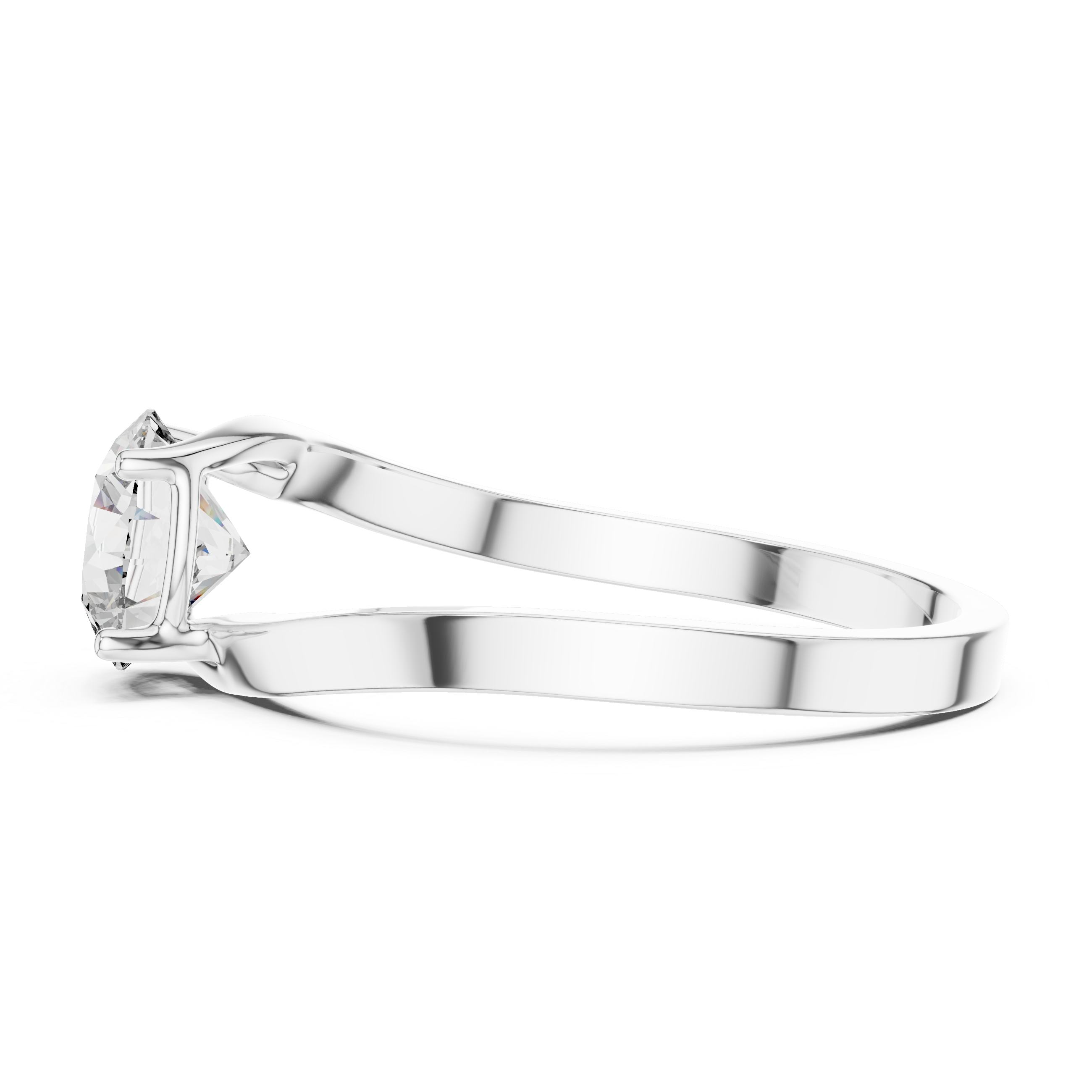 Modern Twist Solitaire Engagement Ring with Round Brilliant Diamond