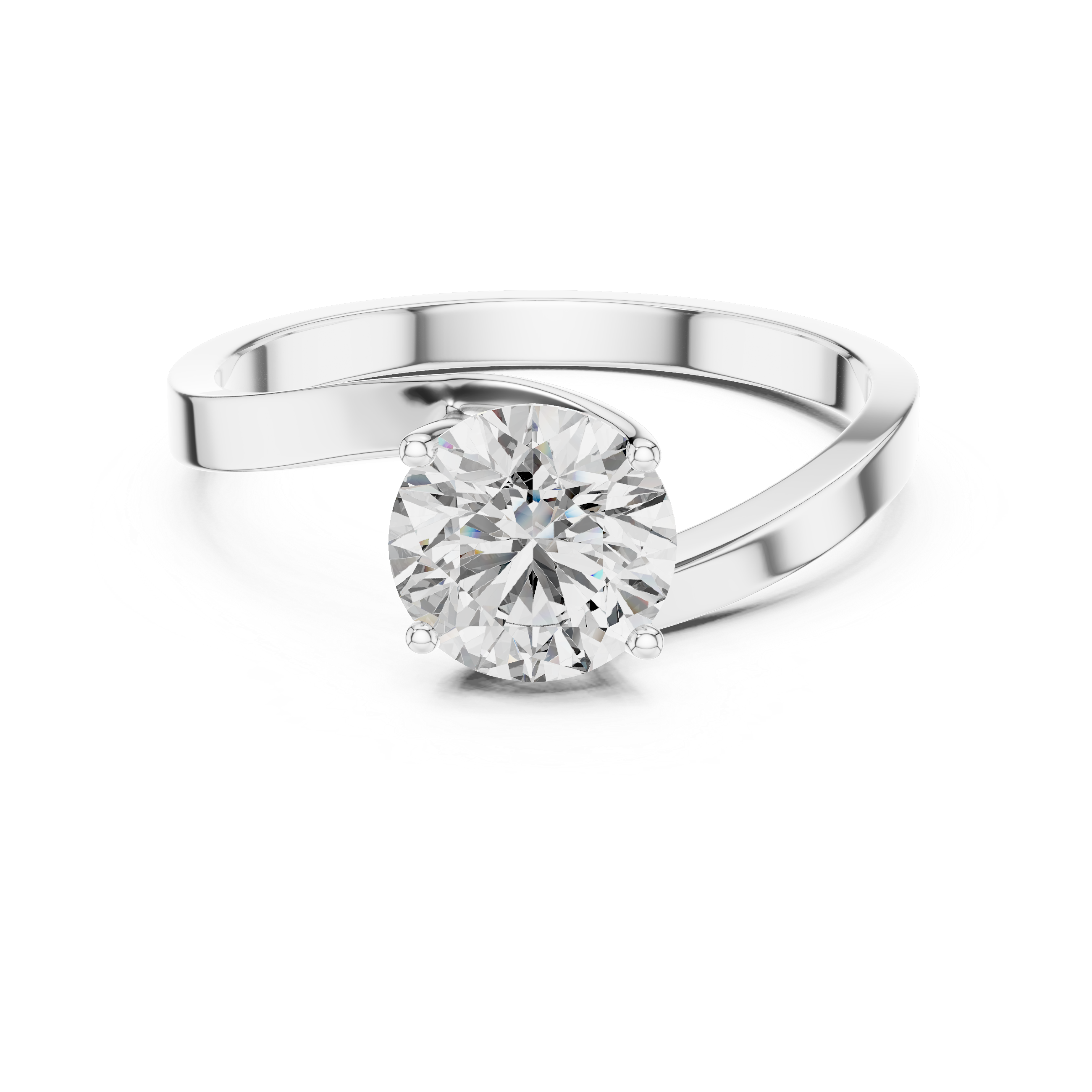 Modern Twist Solitaire Engagement Ring with Round Brilliant Diamond