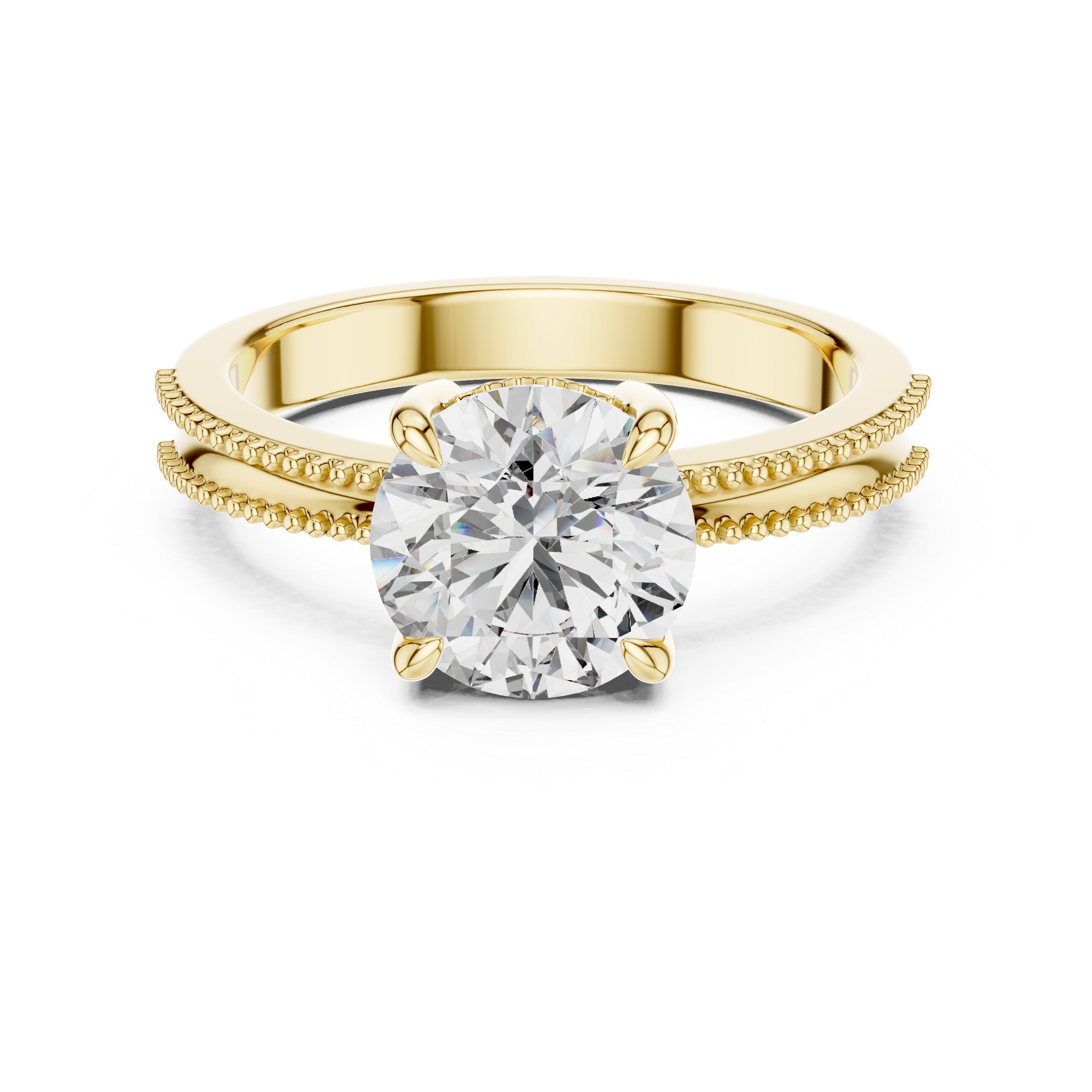 Double Milgrain Solitaire Engagement Ring with Round Brilliant Diamond