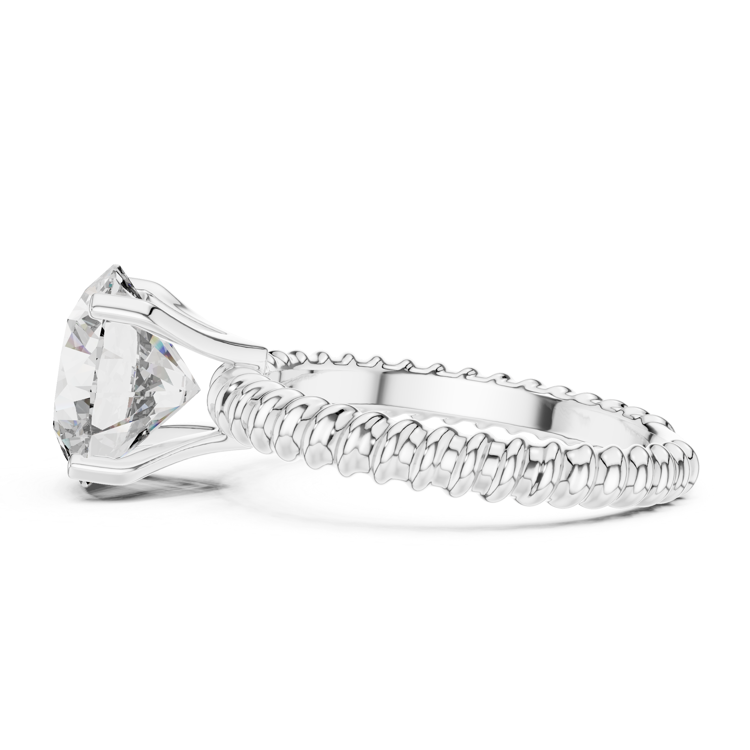 Twisted Rope Solitaire Engagement Ring with Round Brilliant Diamond