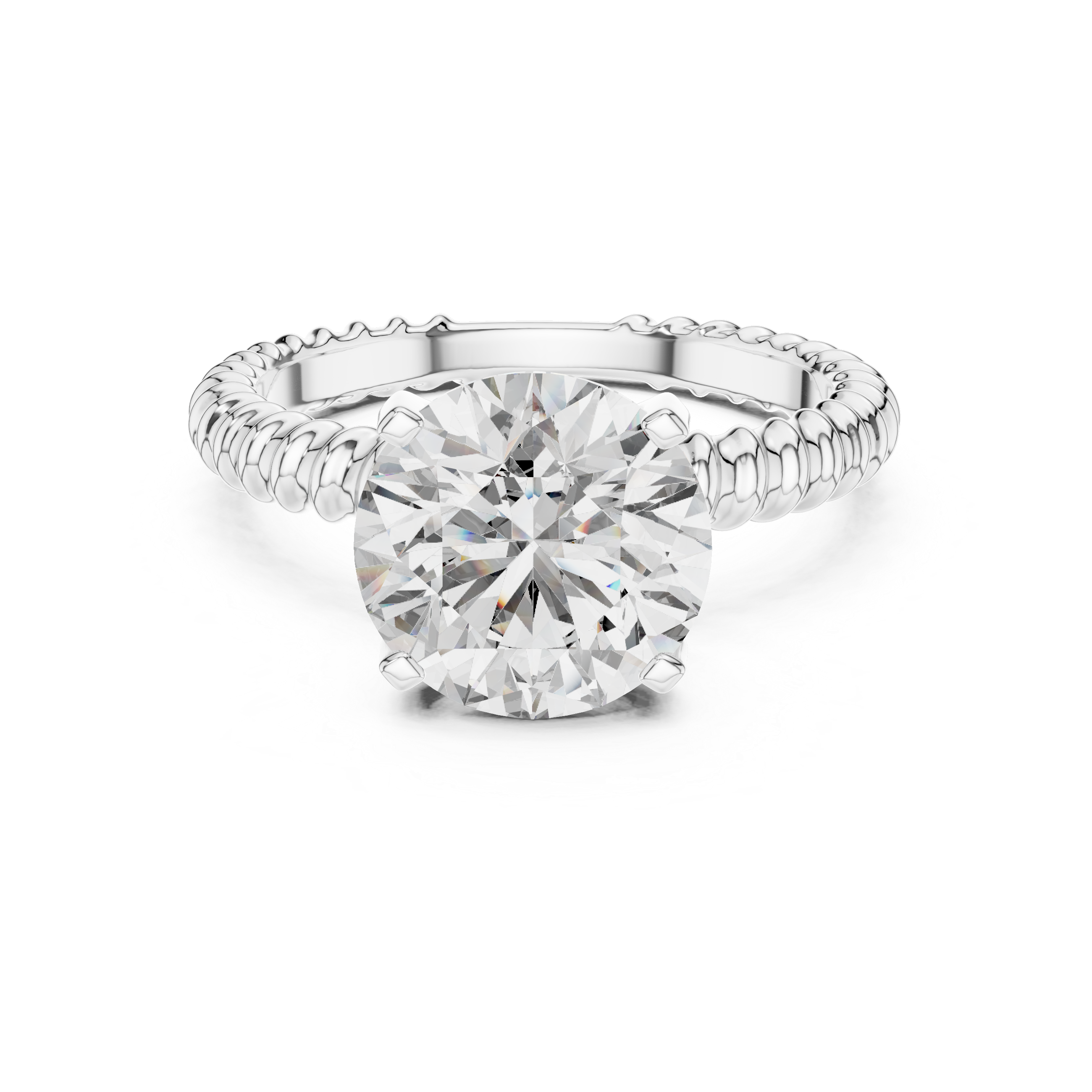 Twisted Rope Solitaire Engagement Ring with Round Brilliant Diamond