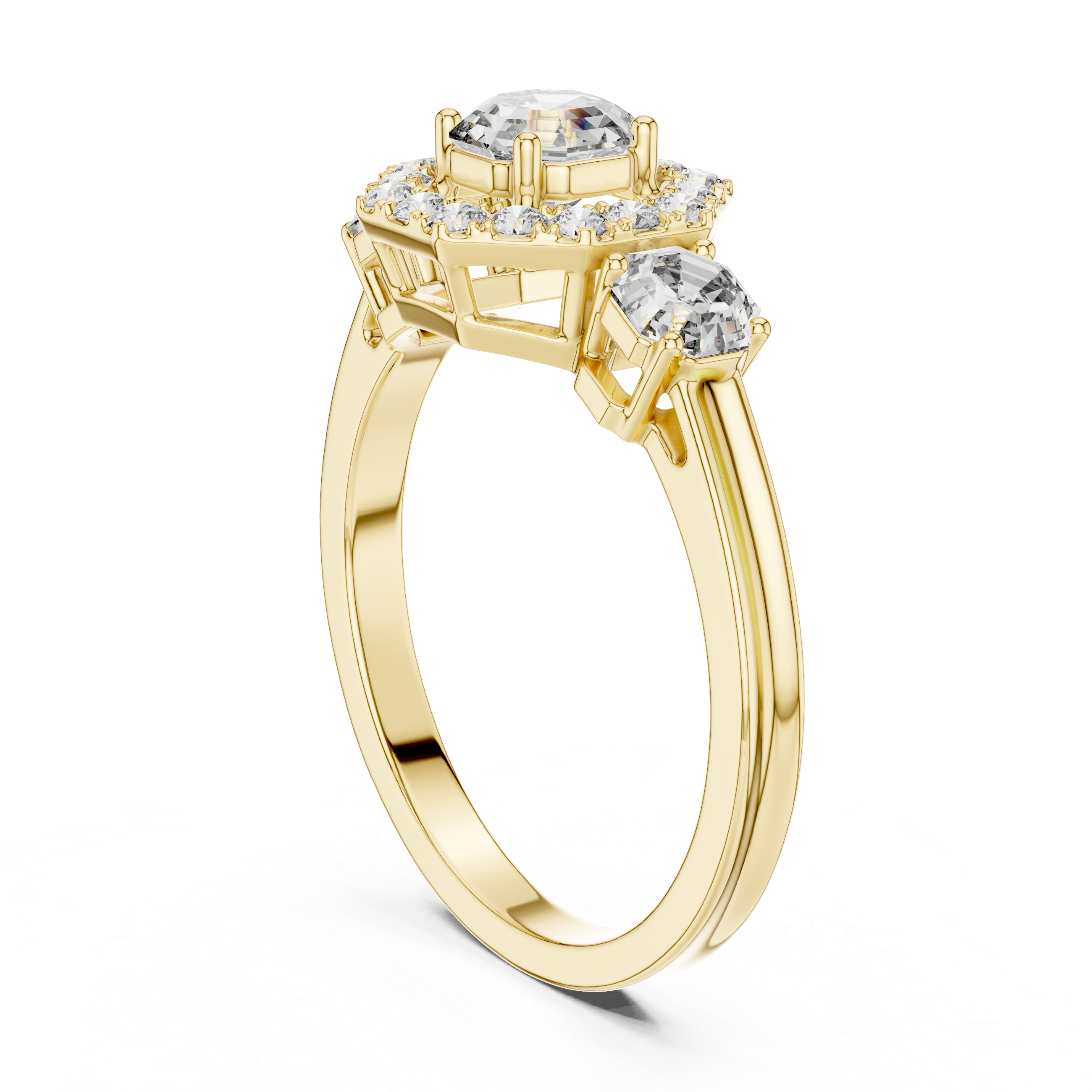 Octagon Halo Engagement Ring with Asscher Cut Center Diamond