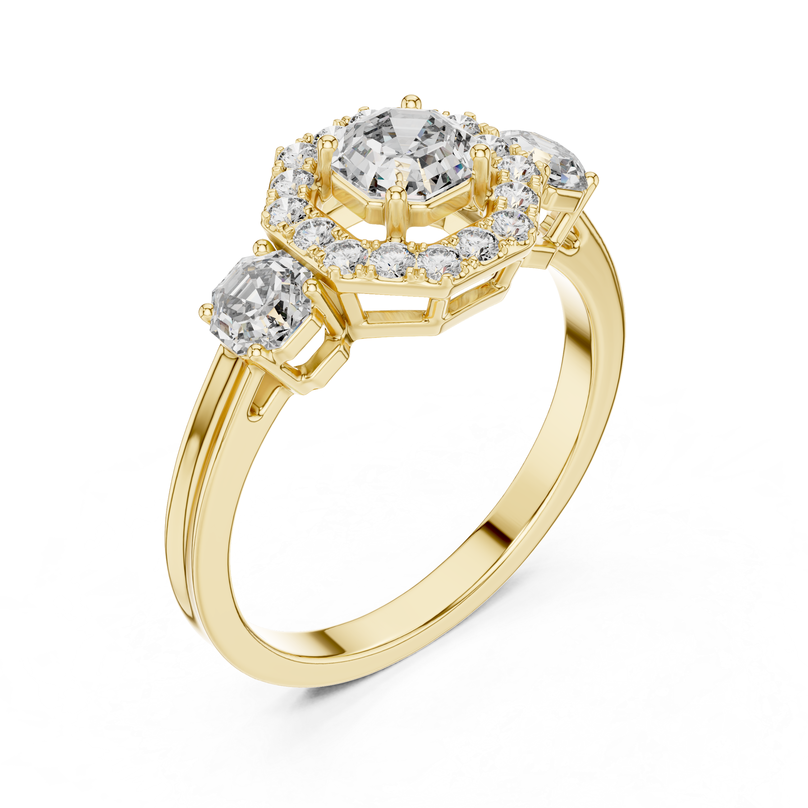 Octagon Halo Engagement Ring with Asscher Cut Center Diamond