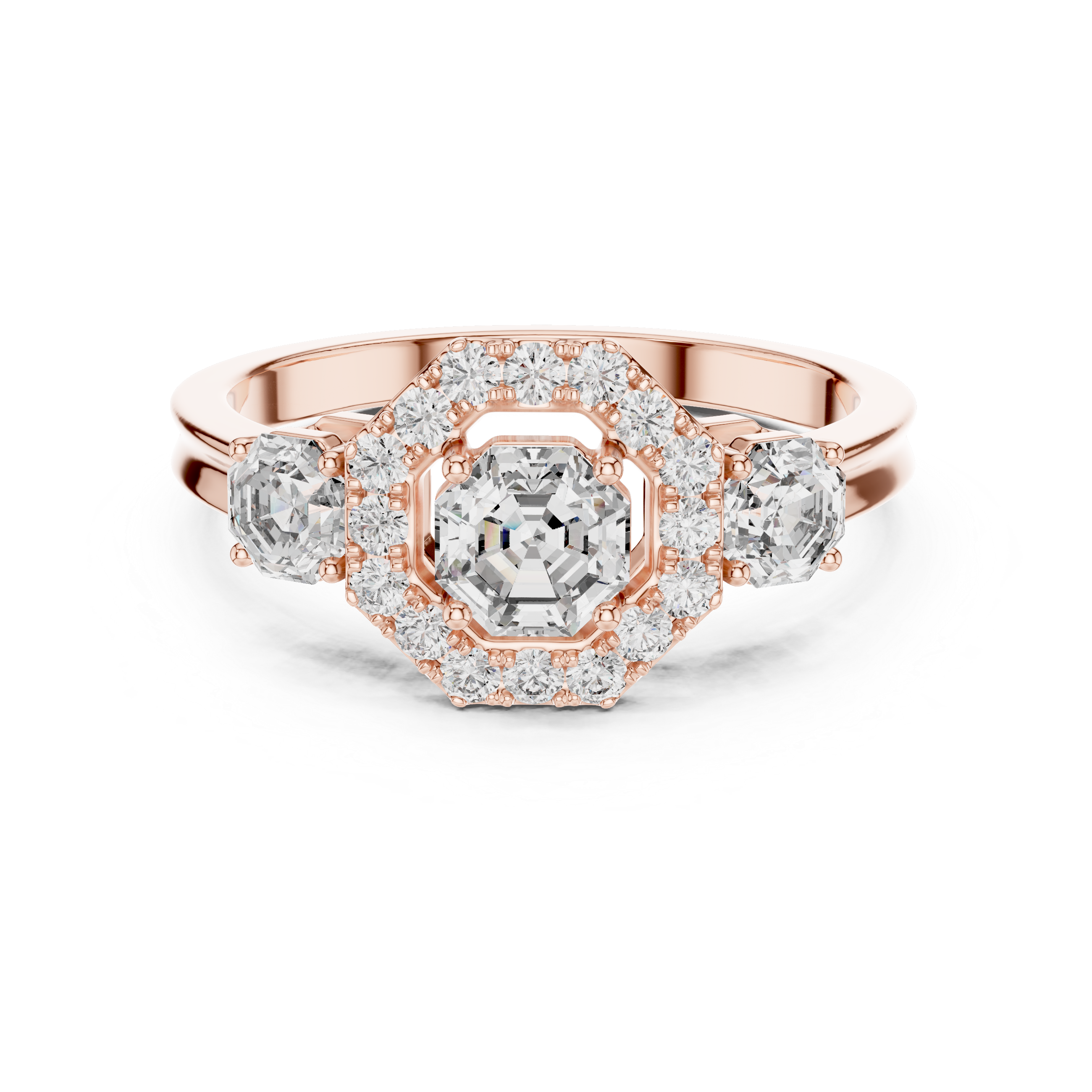 Octagon Halo Engagement Ring with Asscher Cut Center Diamond