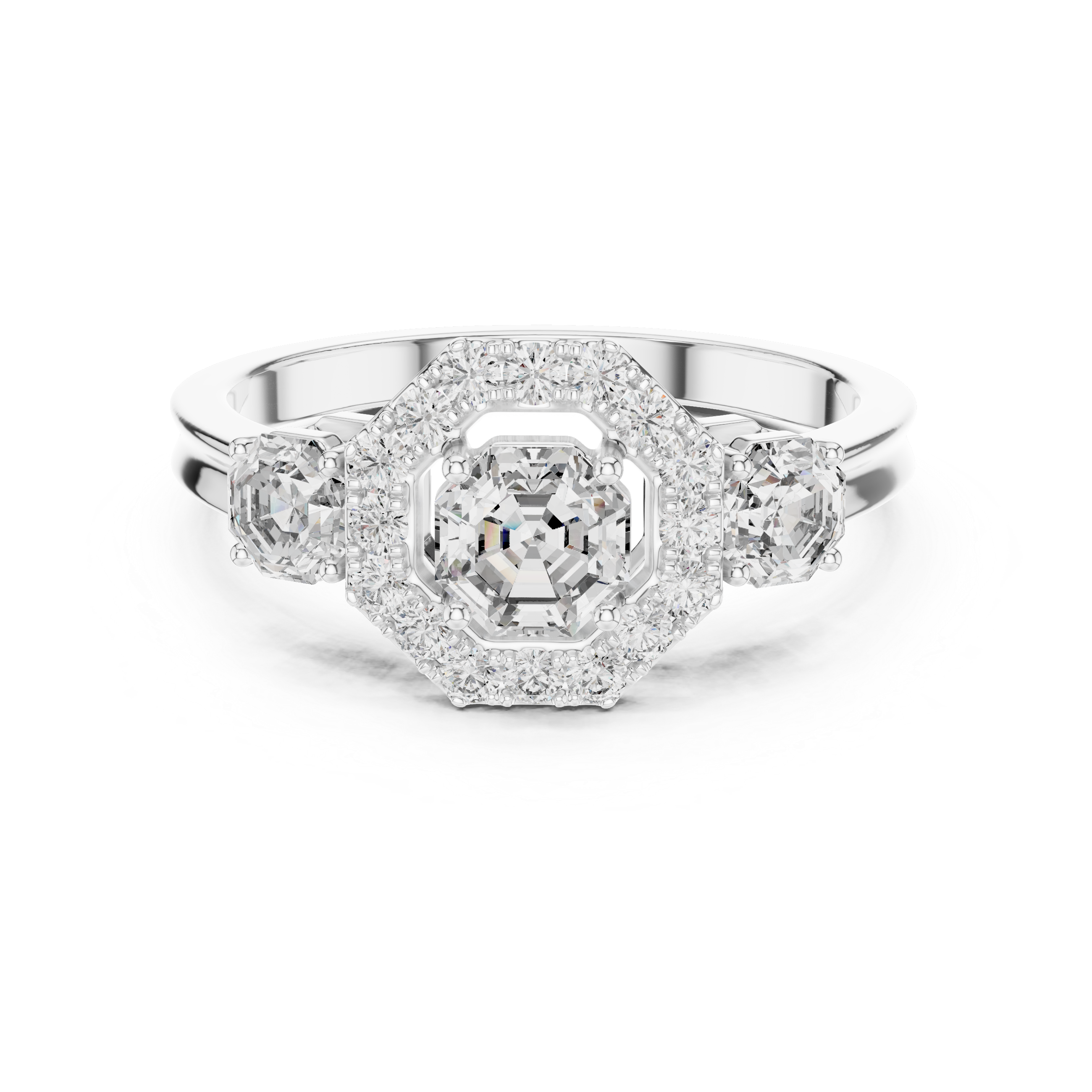 Octagon Halo Engagement Ring with Asscher Cut Center Diamond