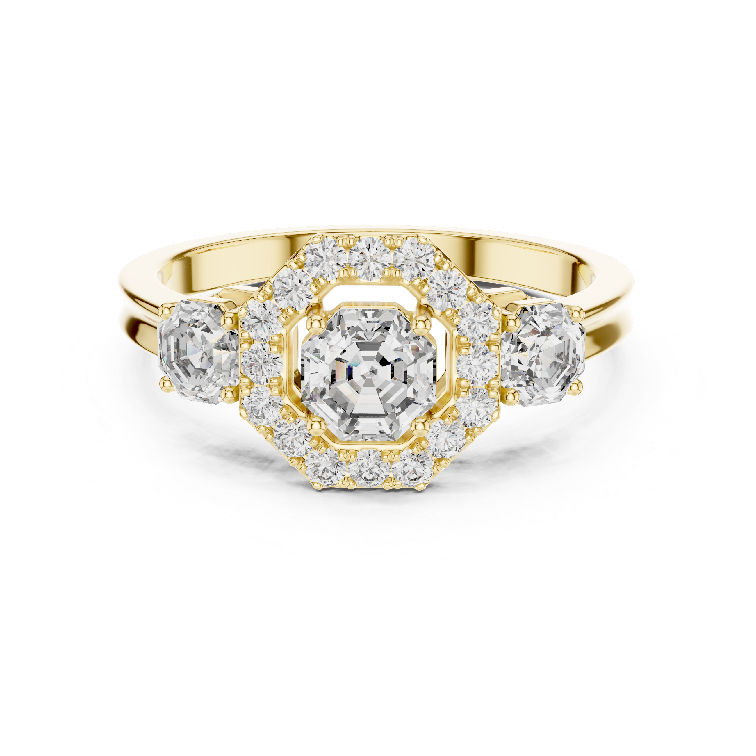 Octagon Halo Engagement Ring with Asscher Cut Center Diamond