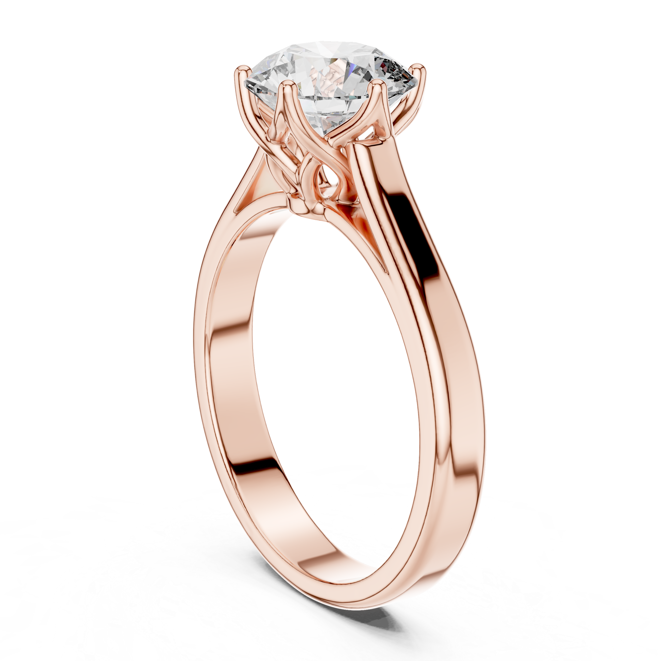 Classic Round Solitaire Engagement Ring with Twisted Cathedral Setting