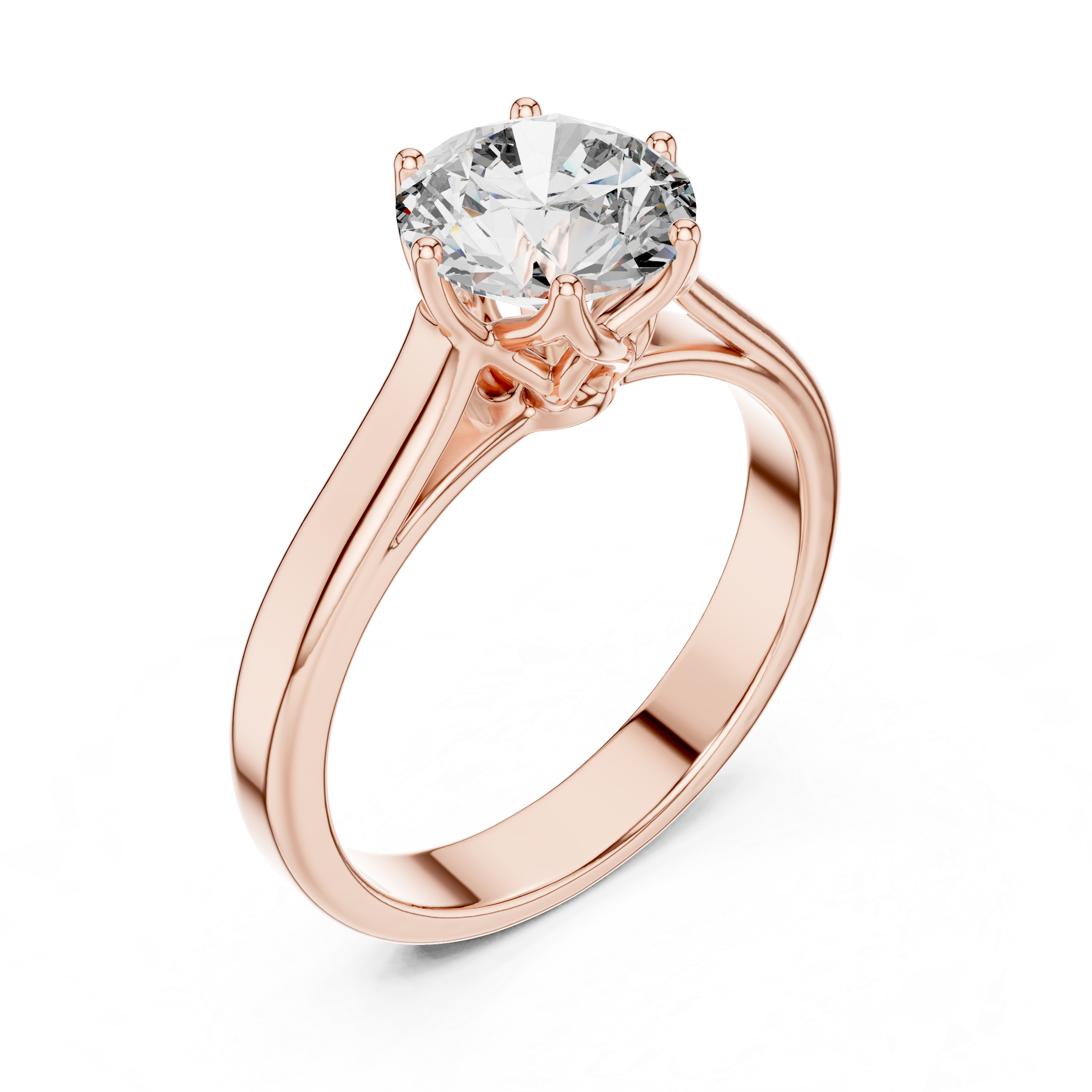 Classic Round Solitaire Engagement Ring with Twisted Cathedral Setting