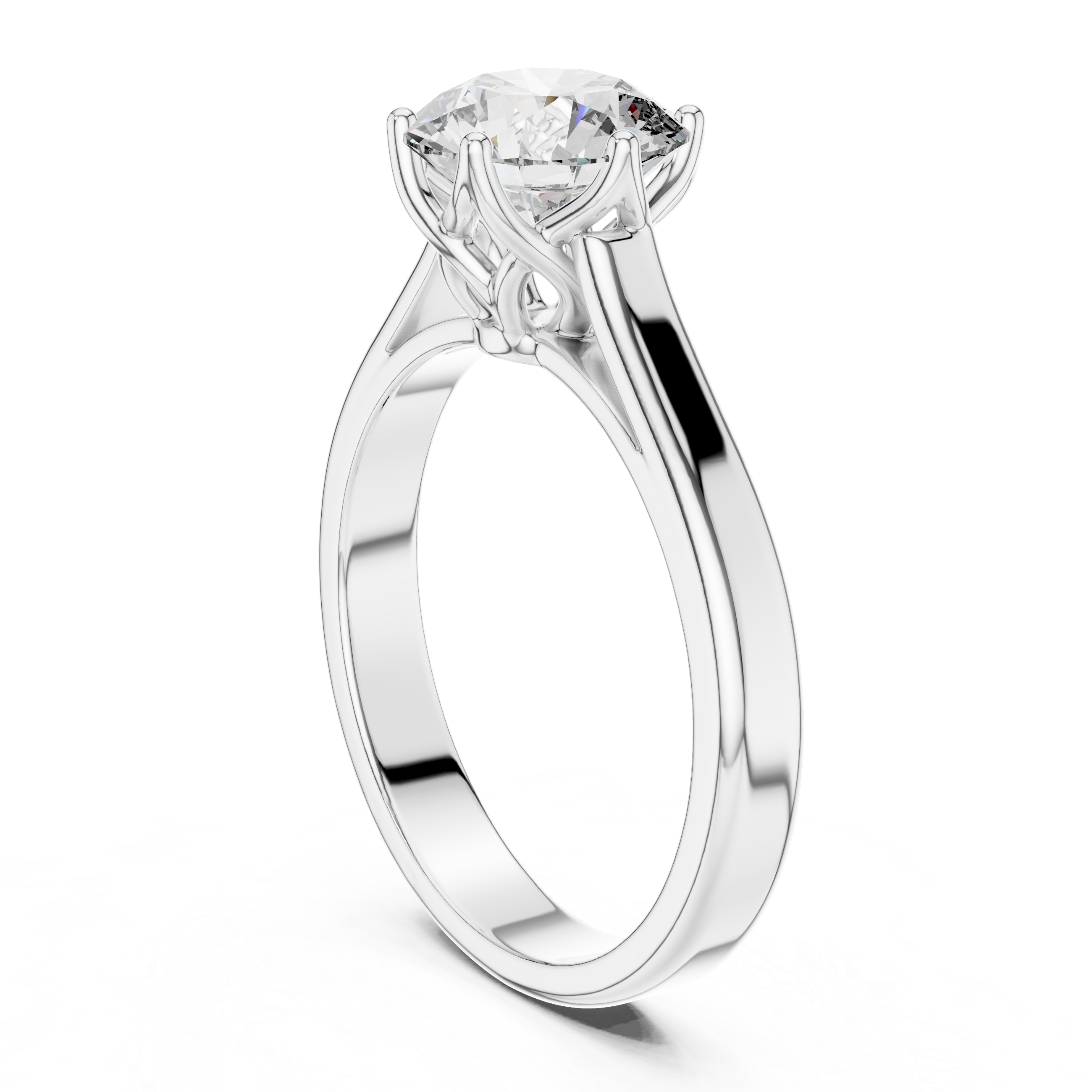 Classic Round Solitaire Engagement Ring with Twisted Cathedral Setting