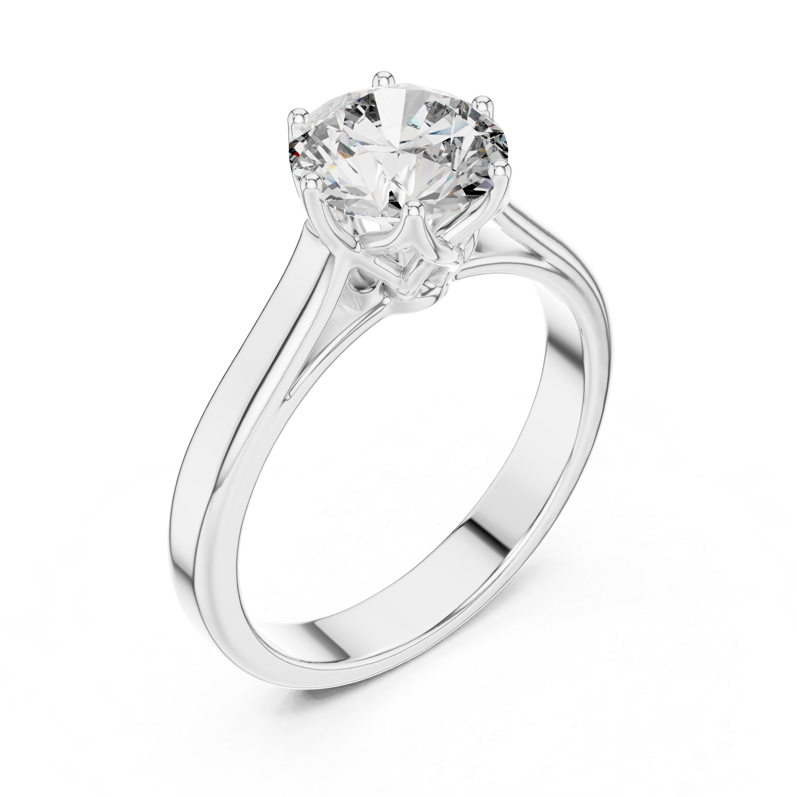 Classic Round Solitaire Engagement Ring with Twisted Cathedral Setting