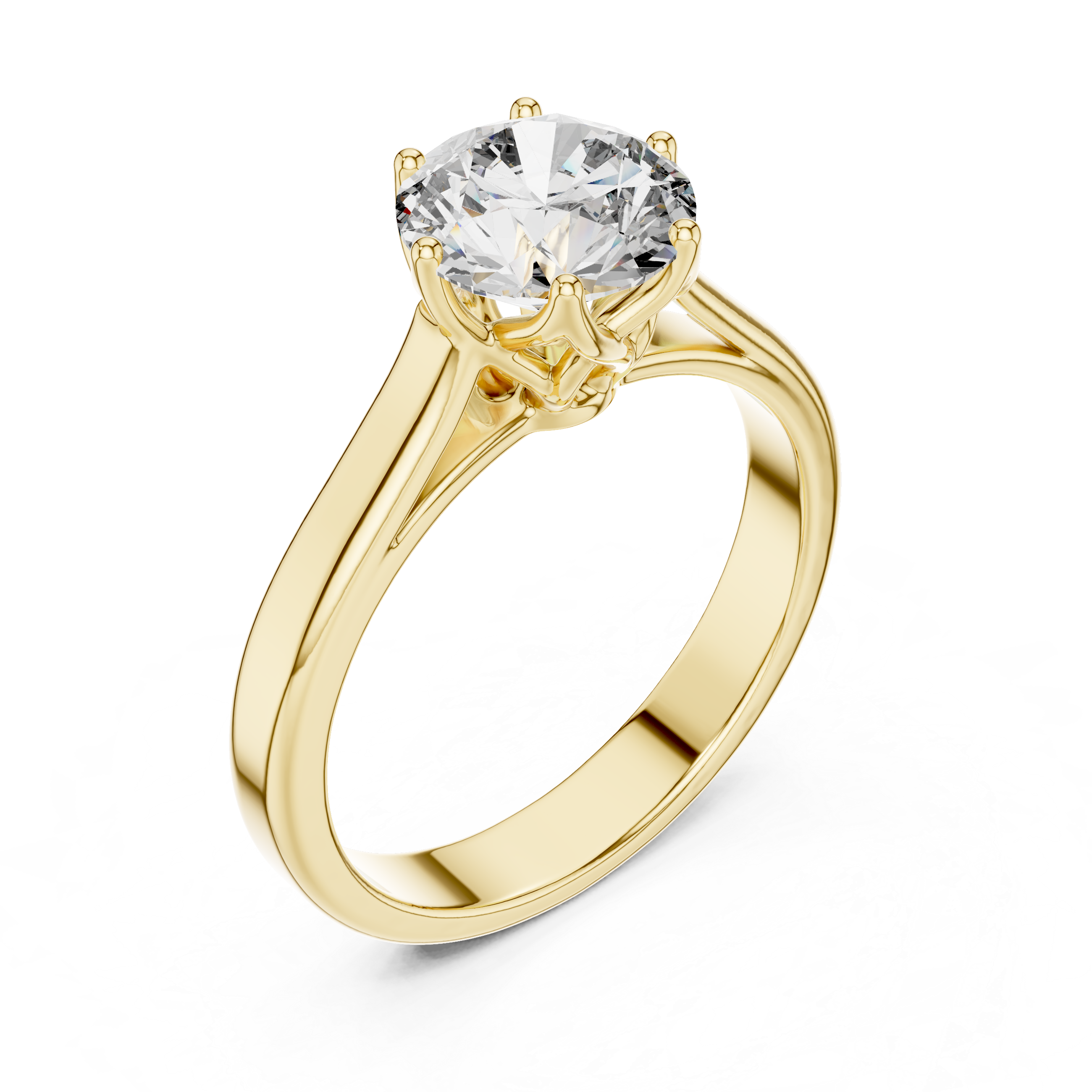 Classic Round Solitaire Engagement Ring with Twisted Cathedral Setting