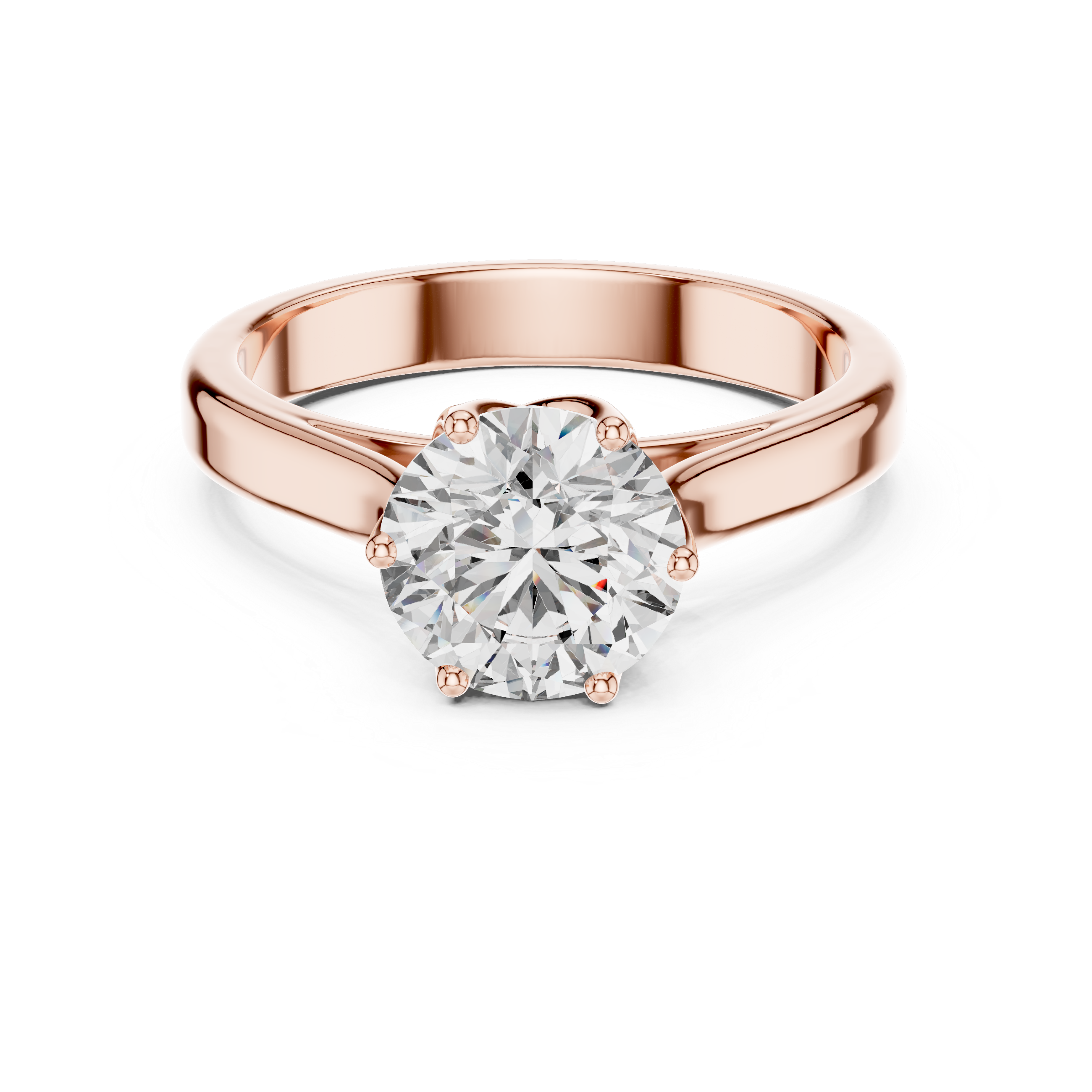 Classic Round Solitaire Engagement Ring with Twisted Cathedral Setting