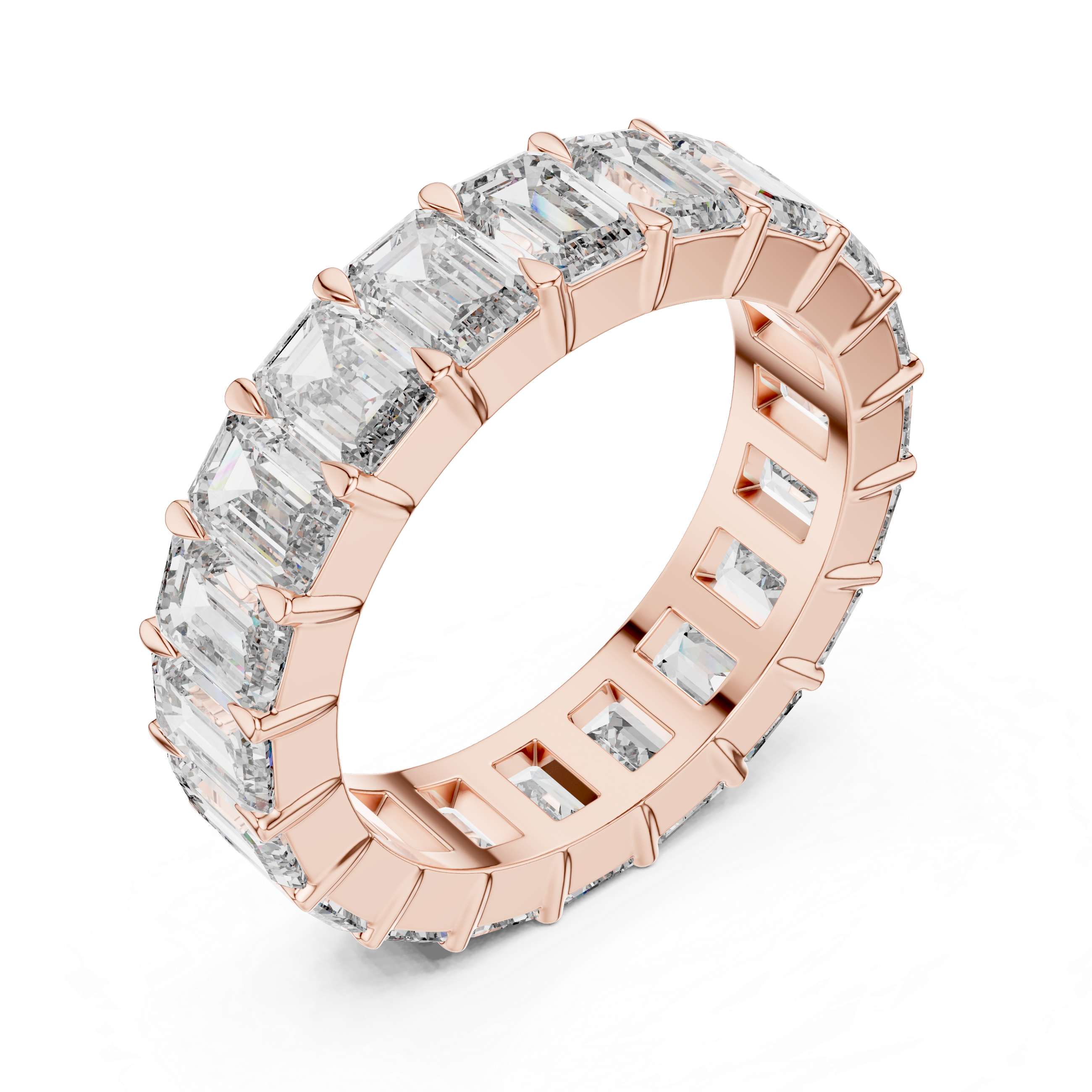 Emerald Cut Full Eternity Wedding Band Ring in Gold