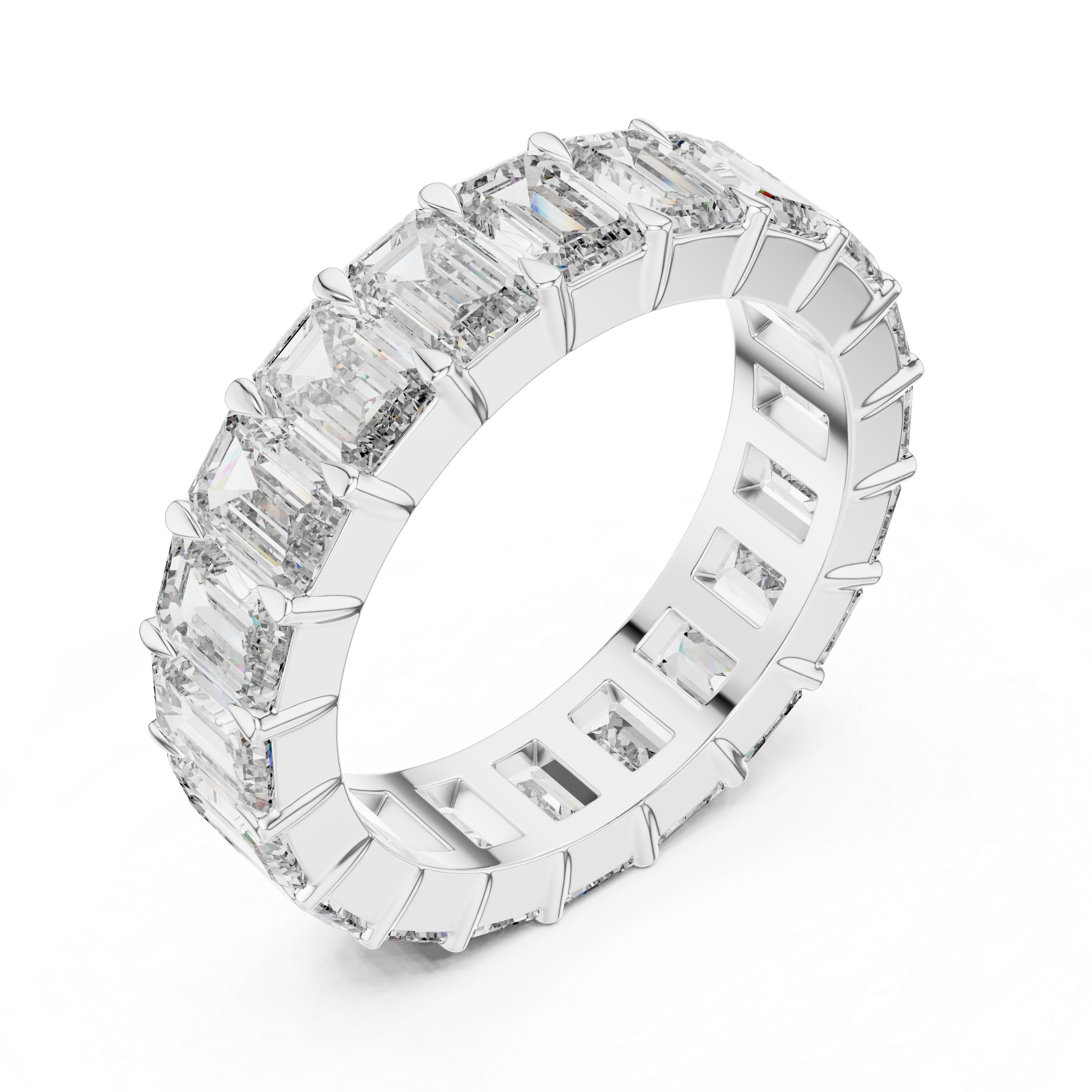 Emerald Cut Full Eternity Wedding Band Ring in Gold