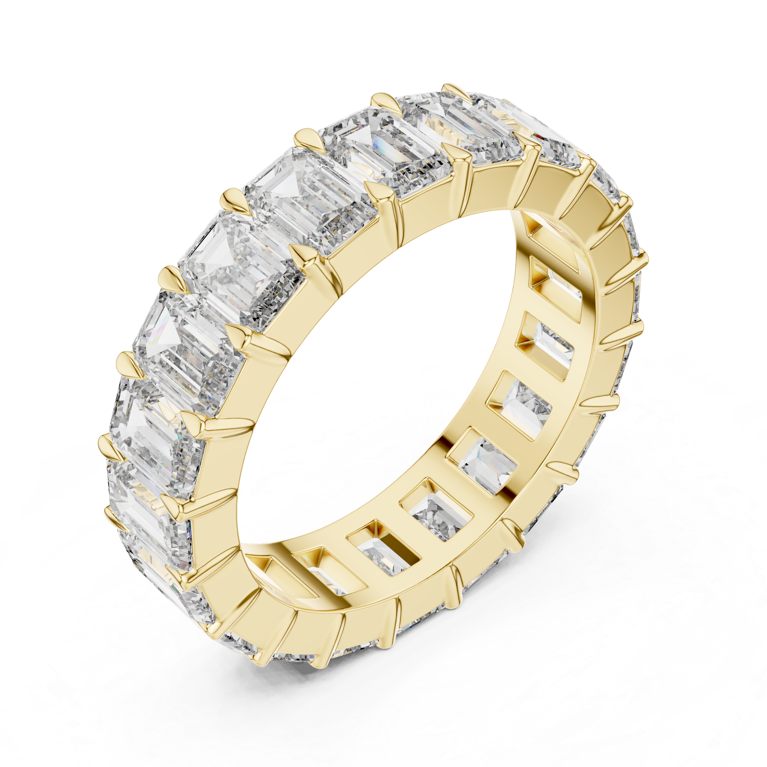 Emerald Cut Full Eternity Wedding Band Ring in Gold