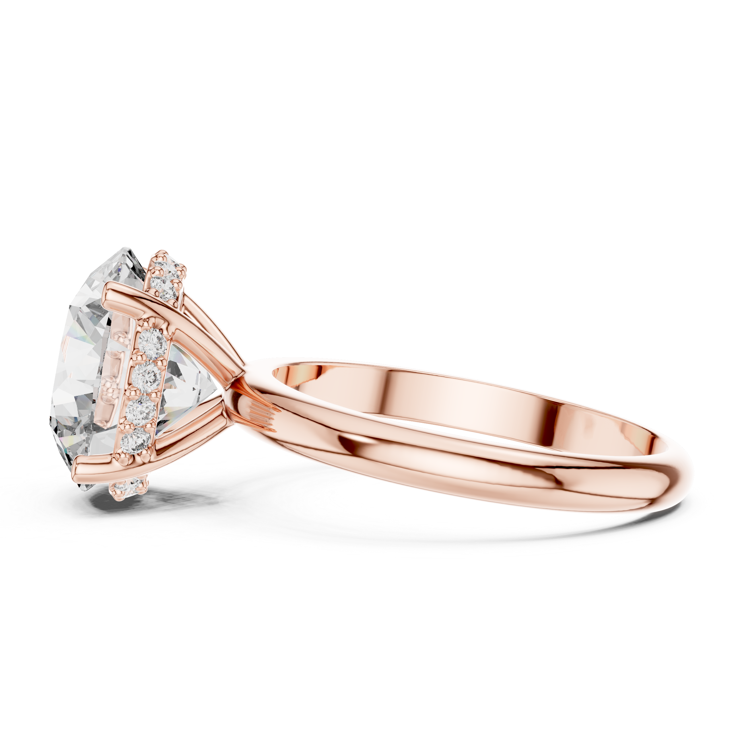 Classic Round Cut Solitaire Engagement Ring with Hidden Halo