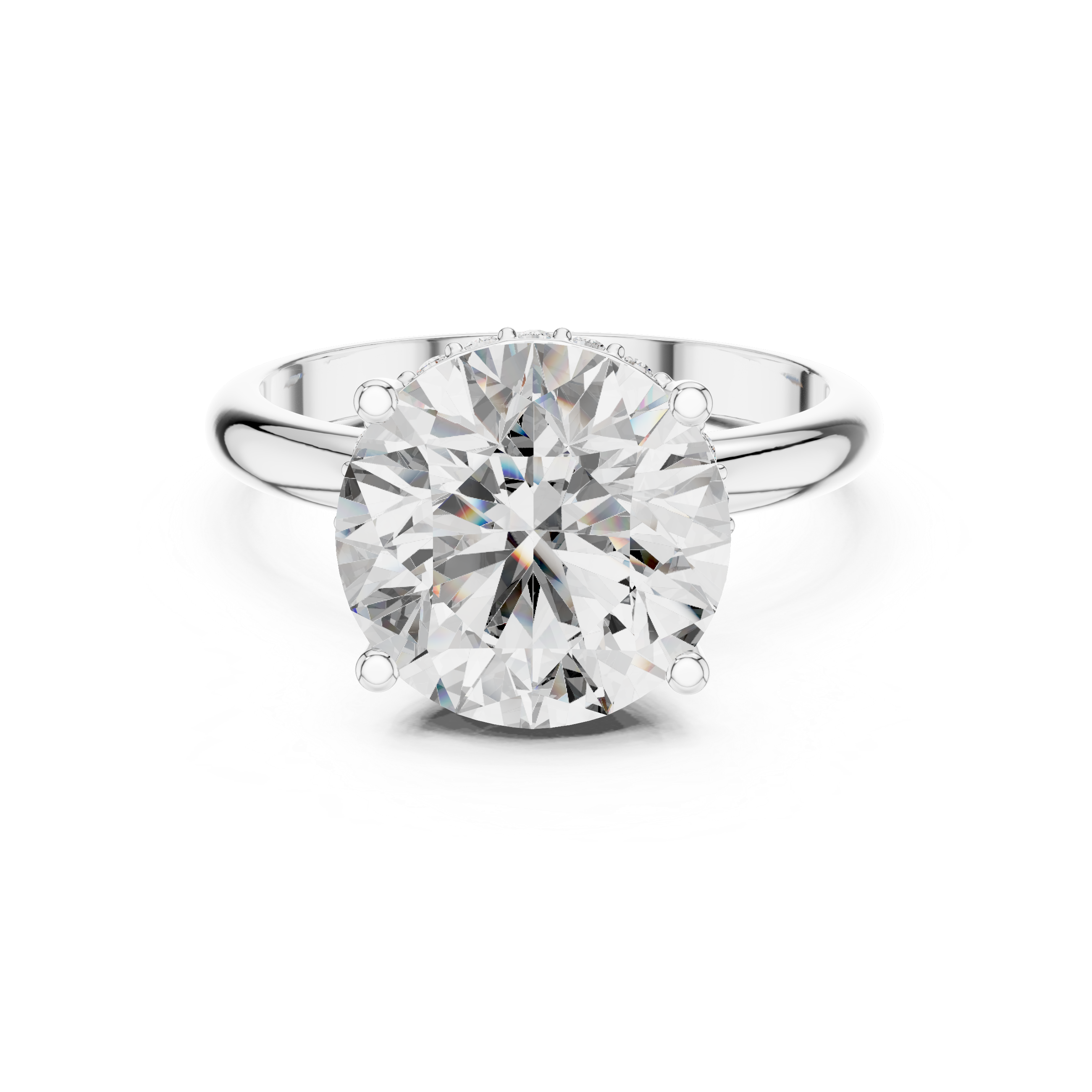 Classic Round Cut Solitaire Engagement Ring with Hidden Halo