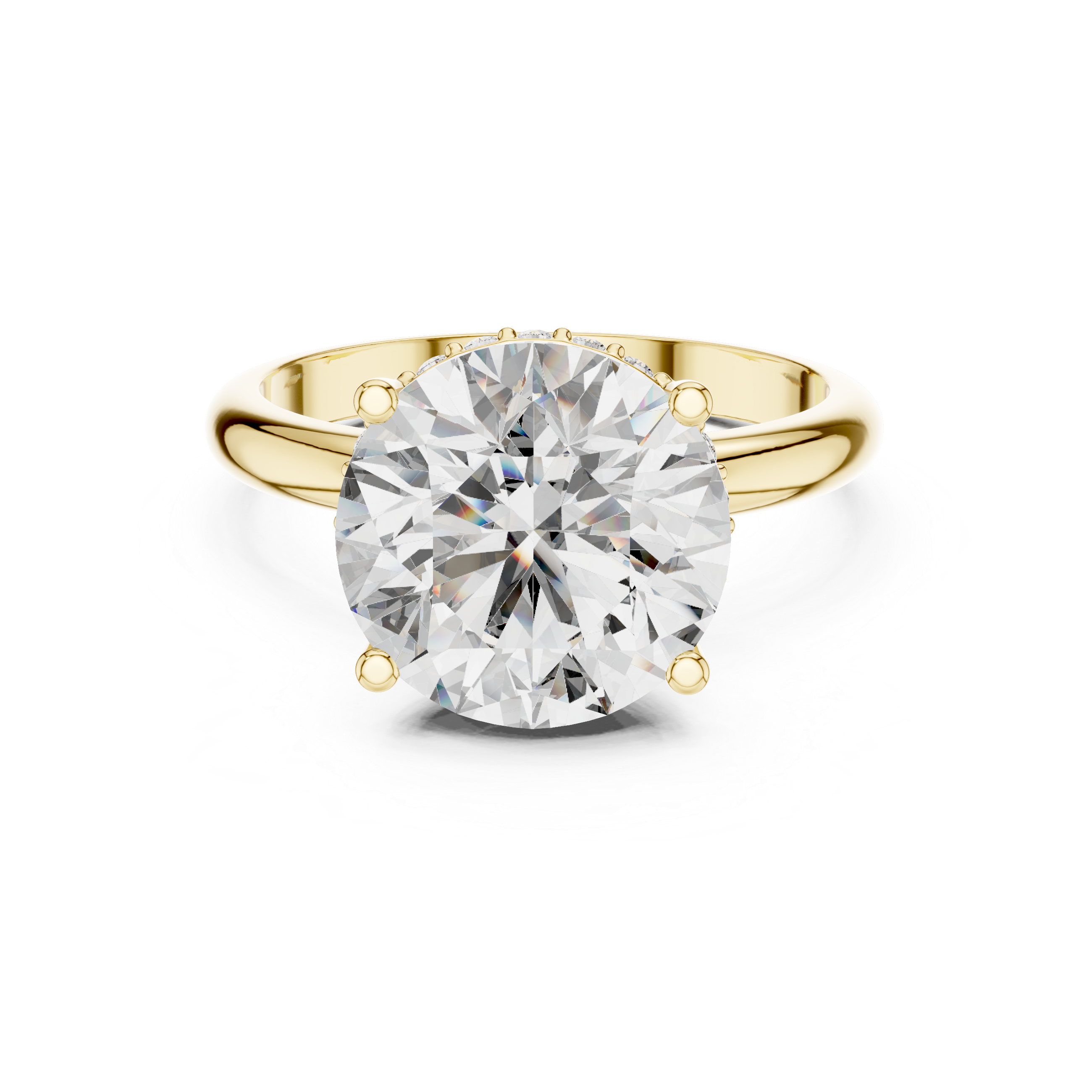 Classic Round Cut Solitaire Engagement Ring with Hidden Halo