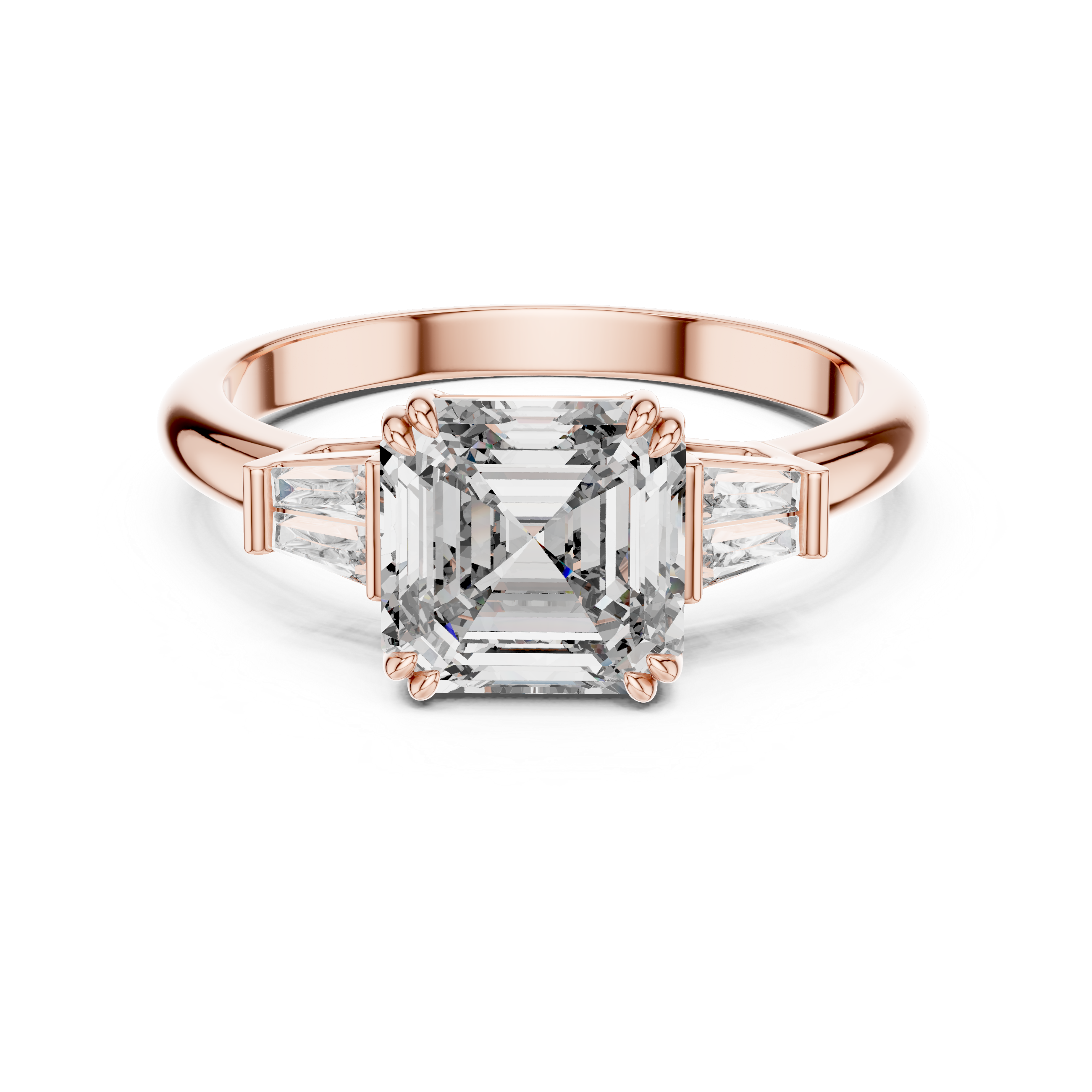 Emerald Cut Engagement Ring with Baguette Side Diamonds