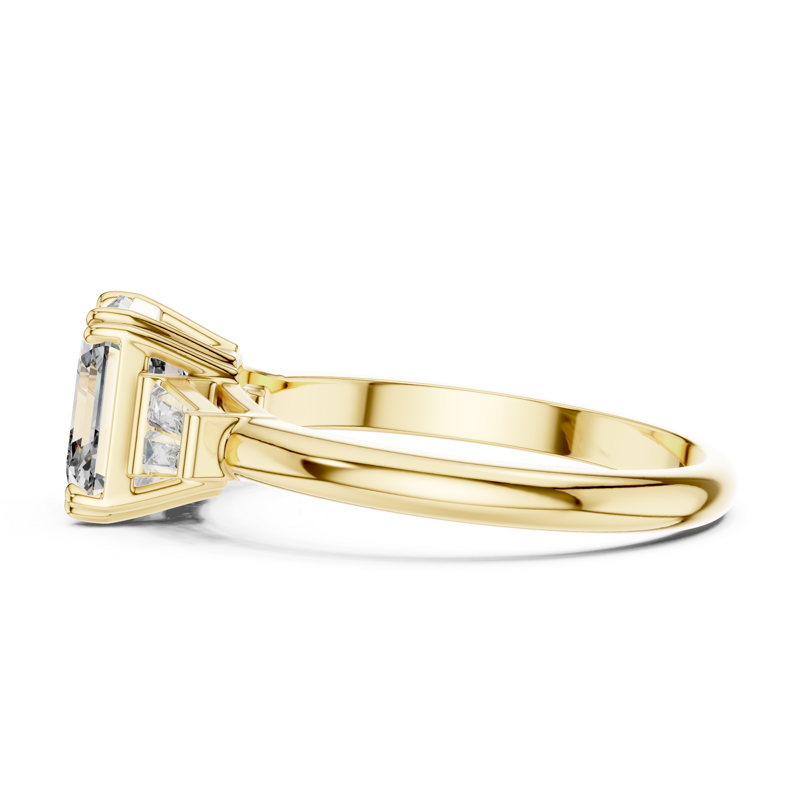 Emerald Cut Engagement Ring with Baguette Side Diamonds