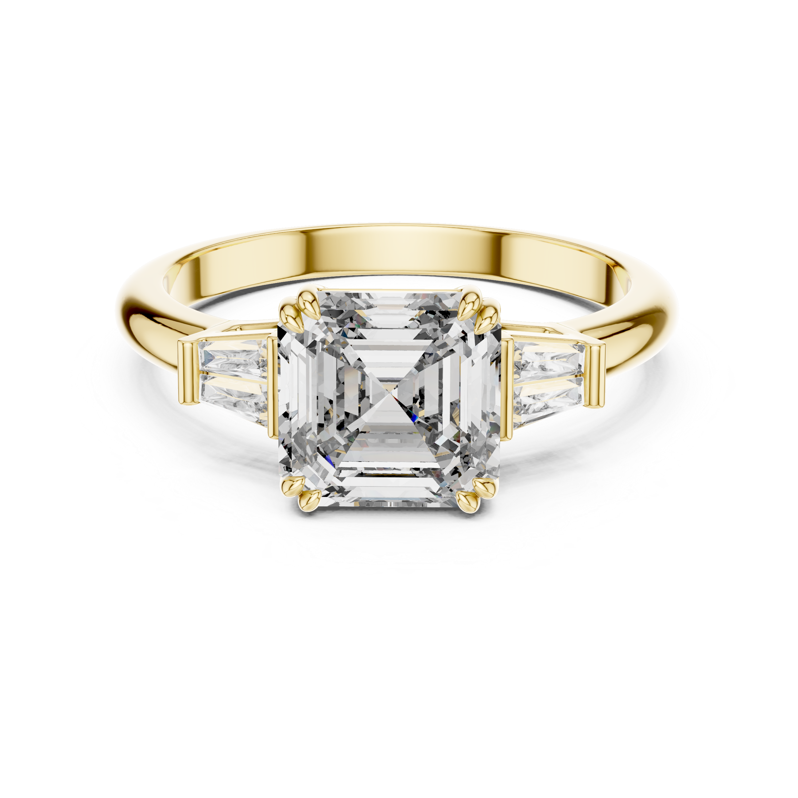 Emerald Cut Engagement Ring with Baguette Side Diamonds