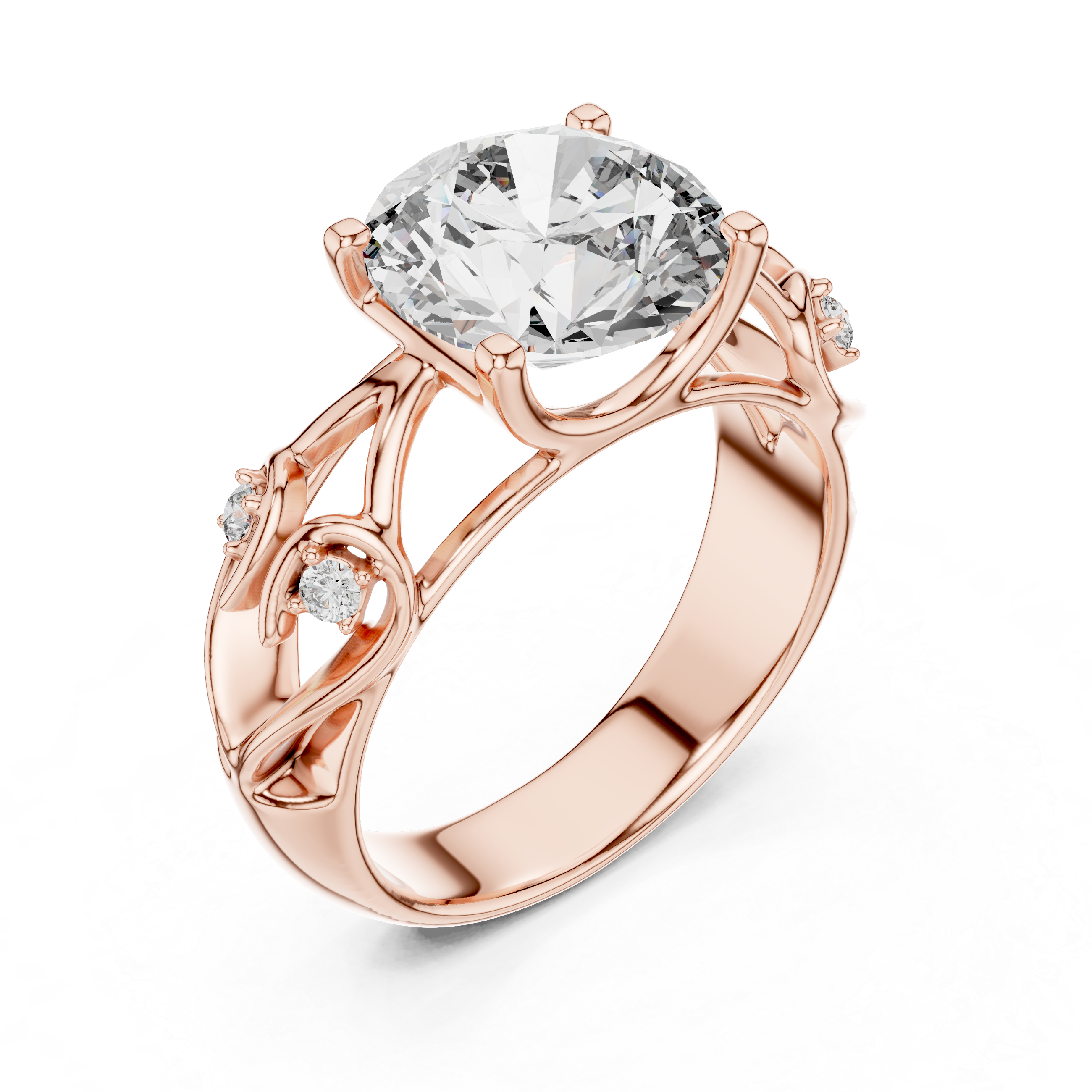 Vintage Inspired Solitaire Engagement Ring with Celtic Style Side Accents