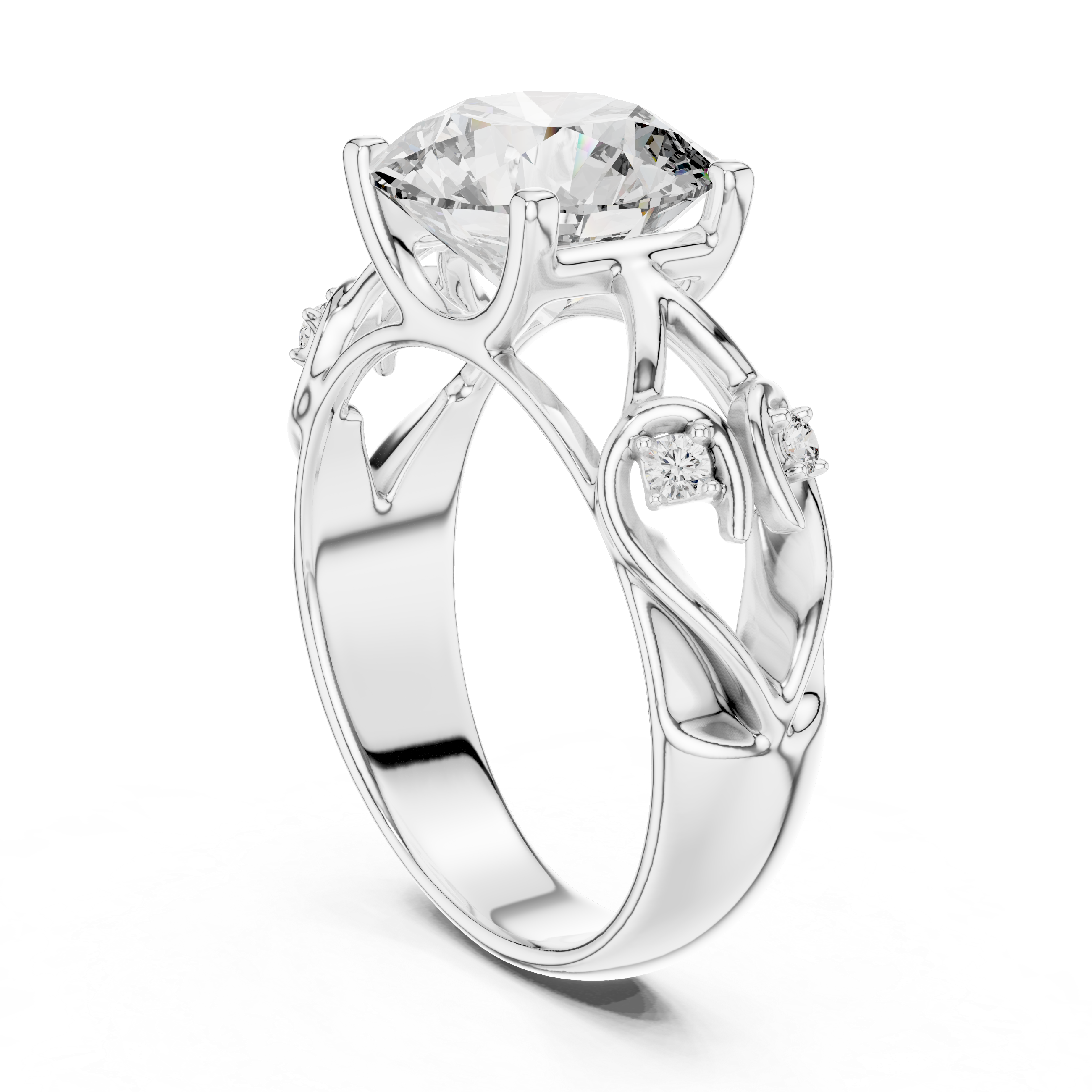 Vintage Inspired Solitaire Engagement Ring with Celtic Style Side Accents