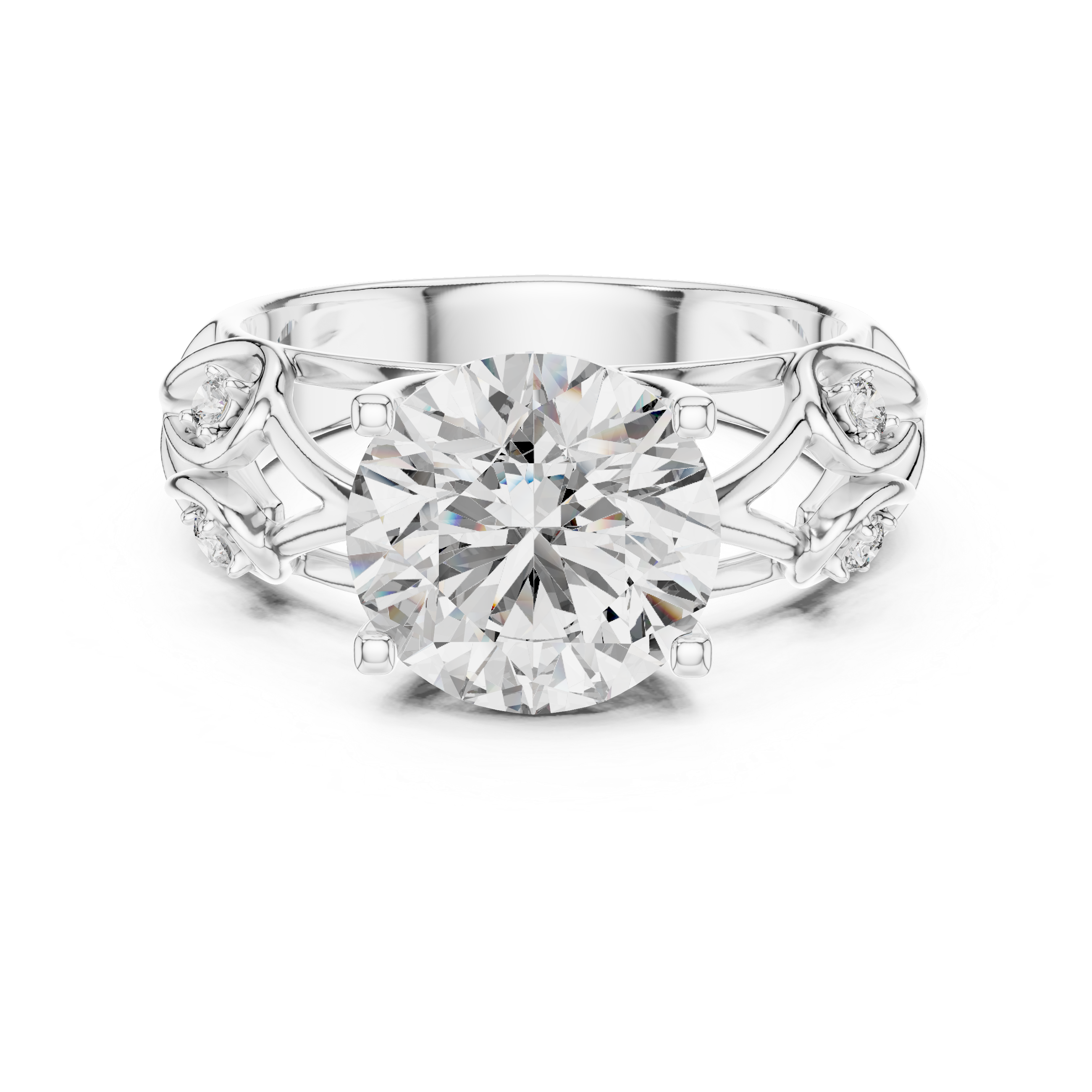 Vintage Inspired Solitaire Engagement Ring with Celtic Style Side Accents