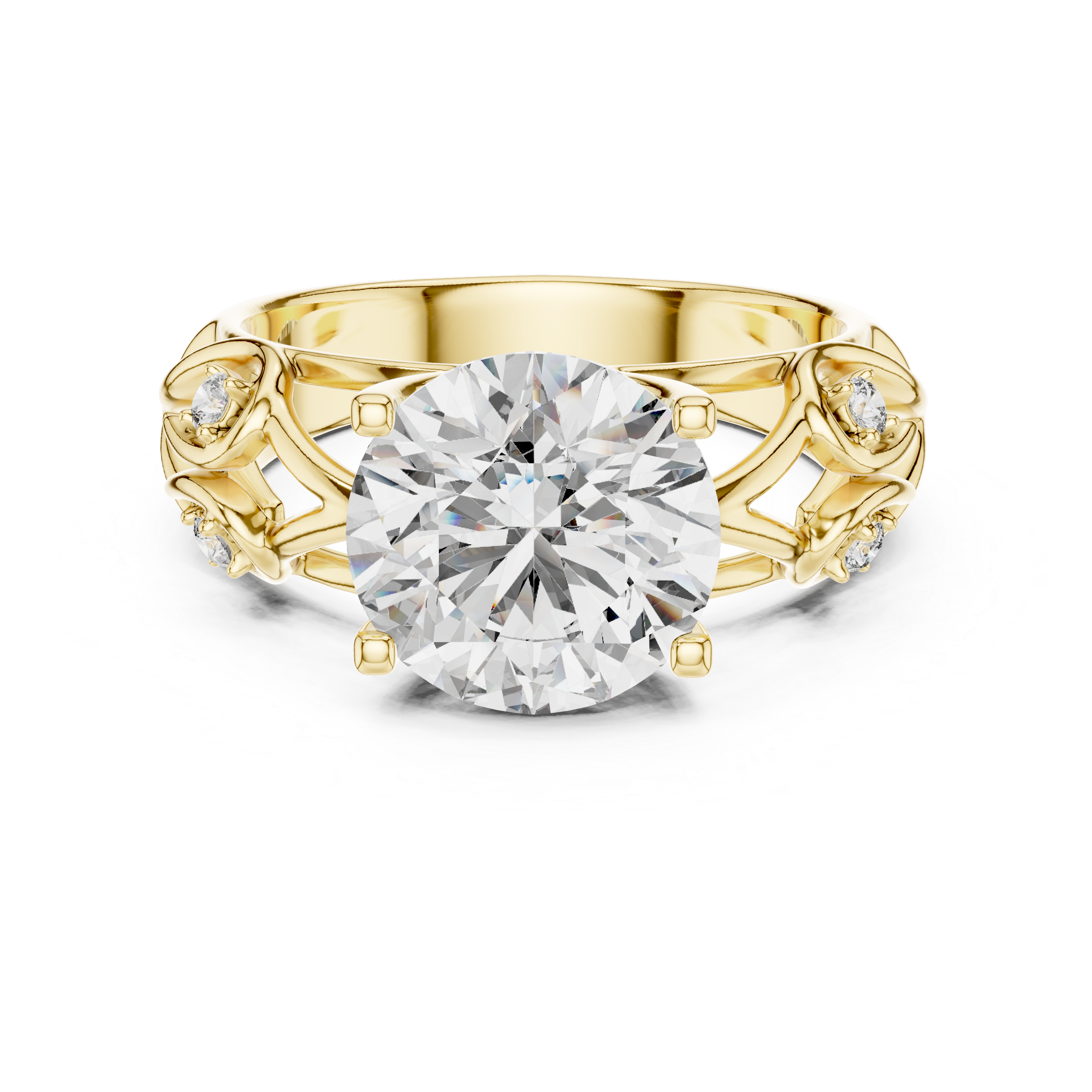 Vintage Inspired Solitaire Engagement Ring with Celtic Style Side Accents