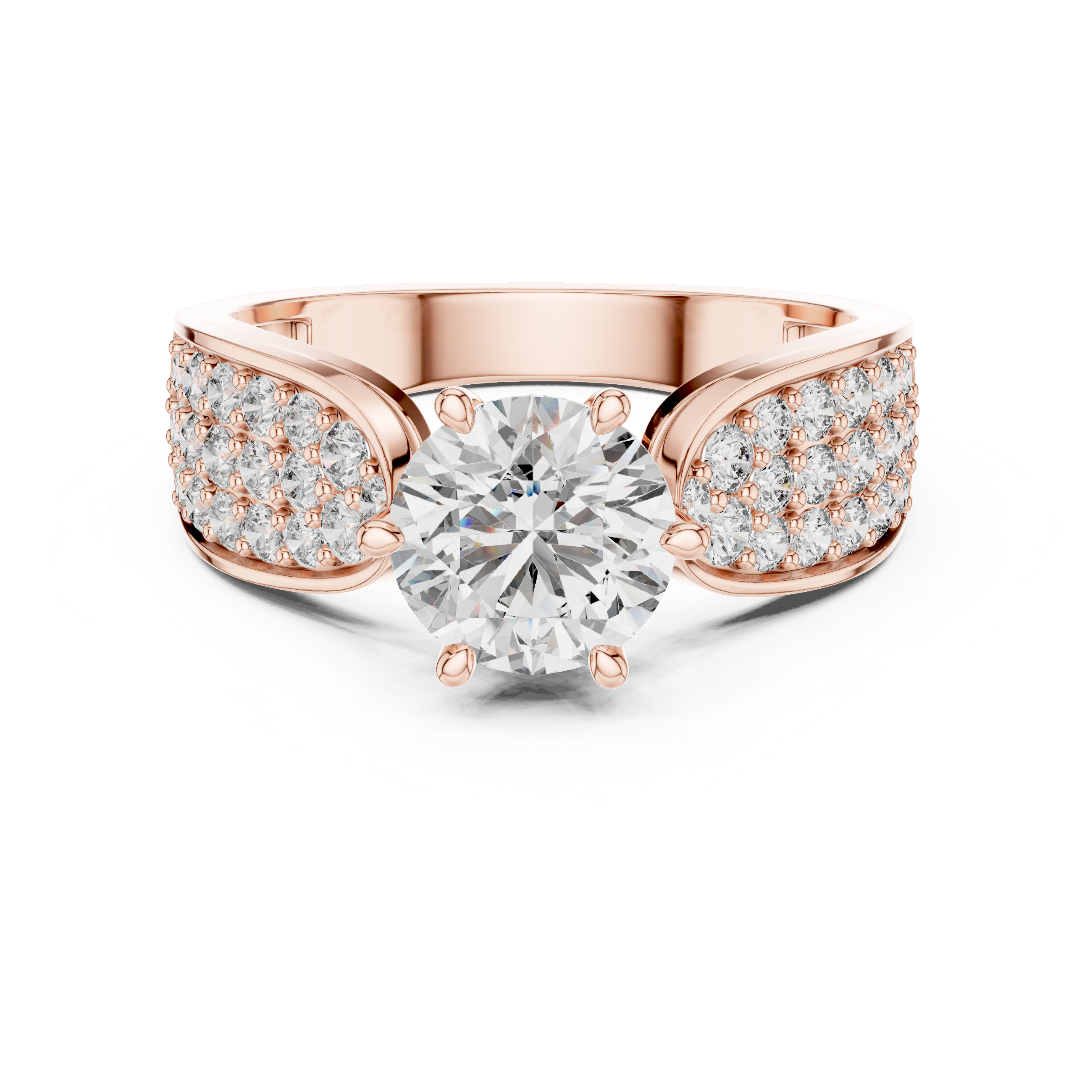 Luxury Pavé Diamond Engagement Ring with Wide Split Shoulders