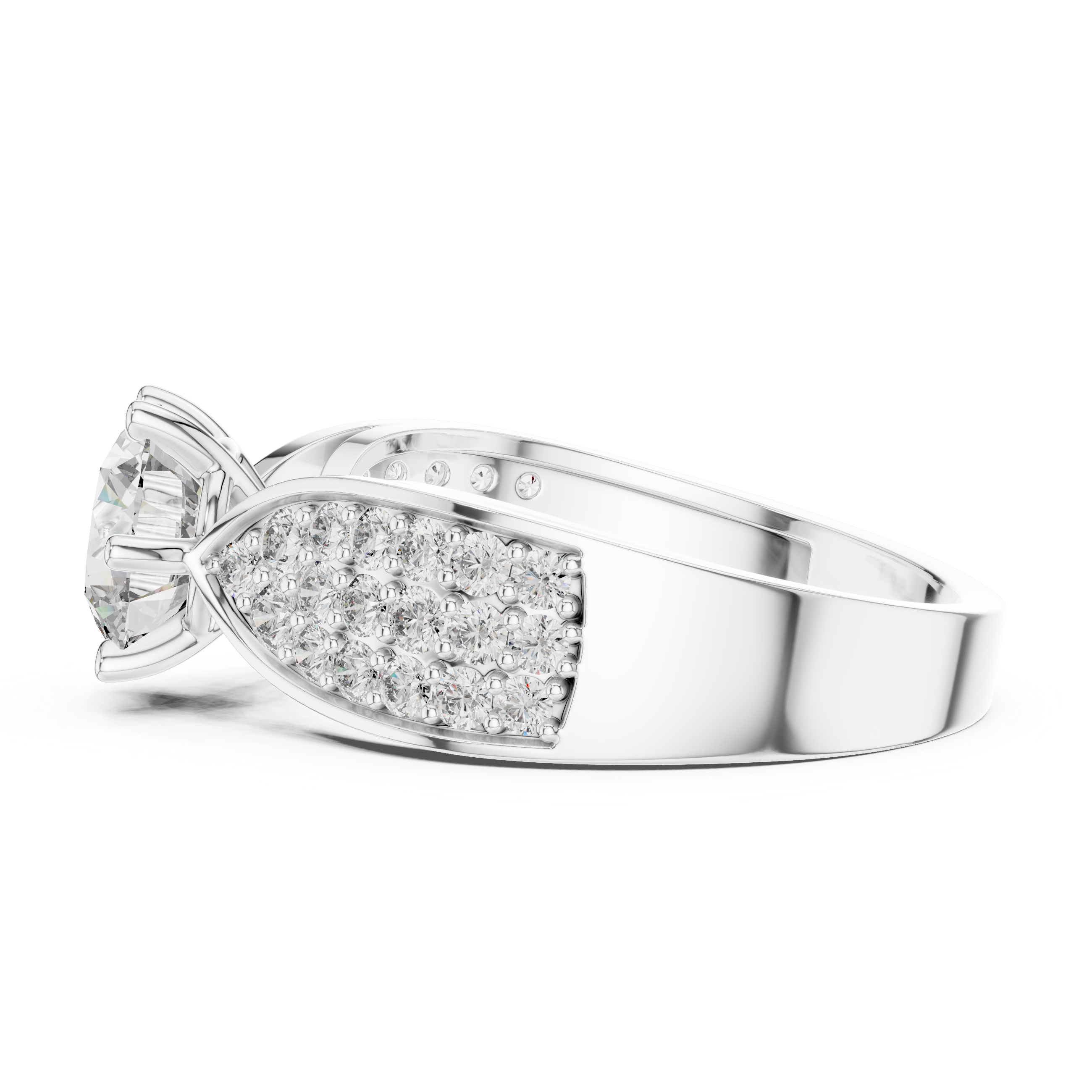 Luxury Pavé Diamond Engagement Ring with Wide Split Shoulders