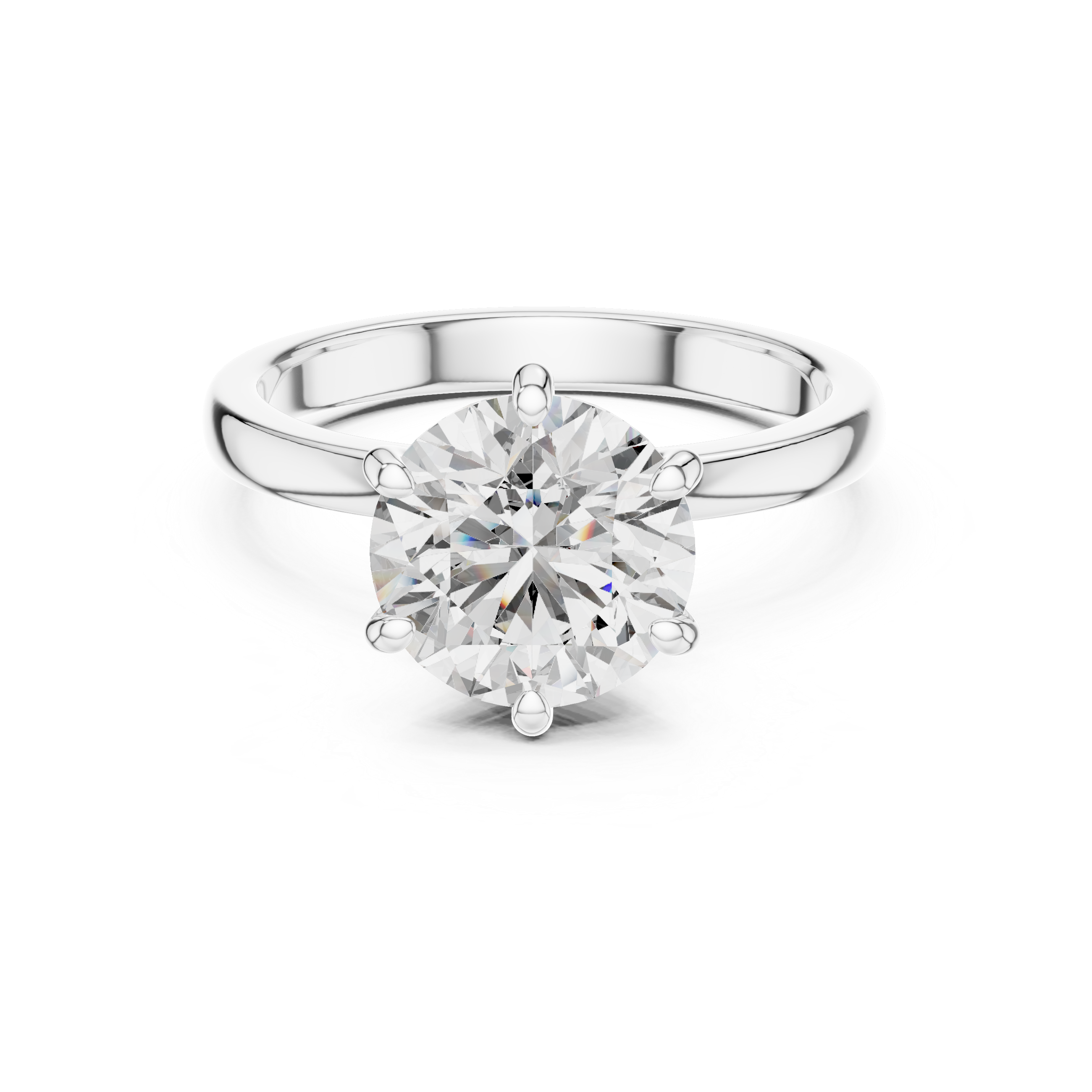 Classic Round Solitaire Engagement Ring with Six-Prong Setting – Timeless Bridal Ring