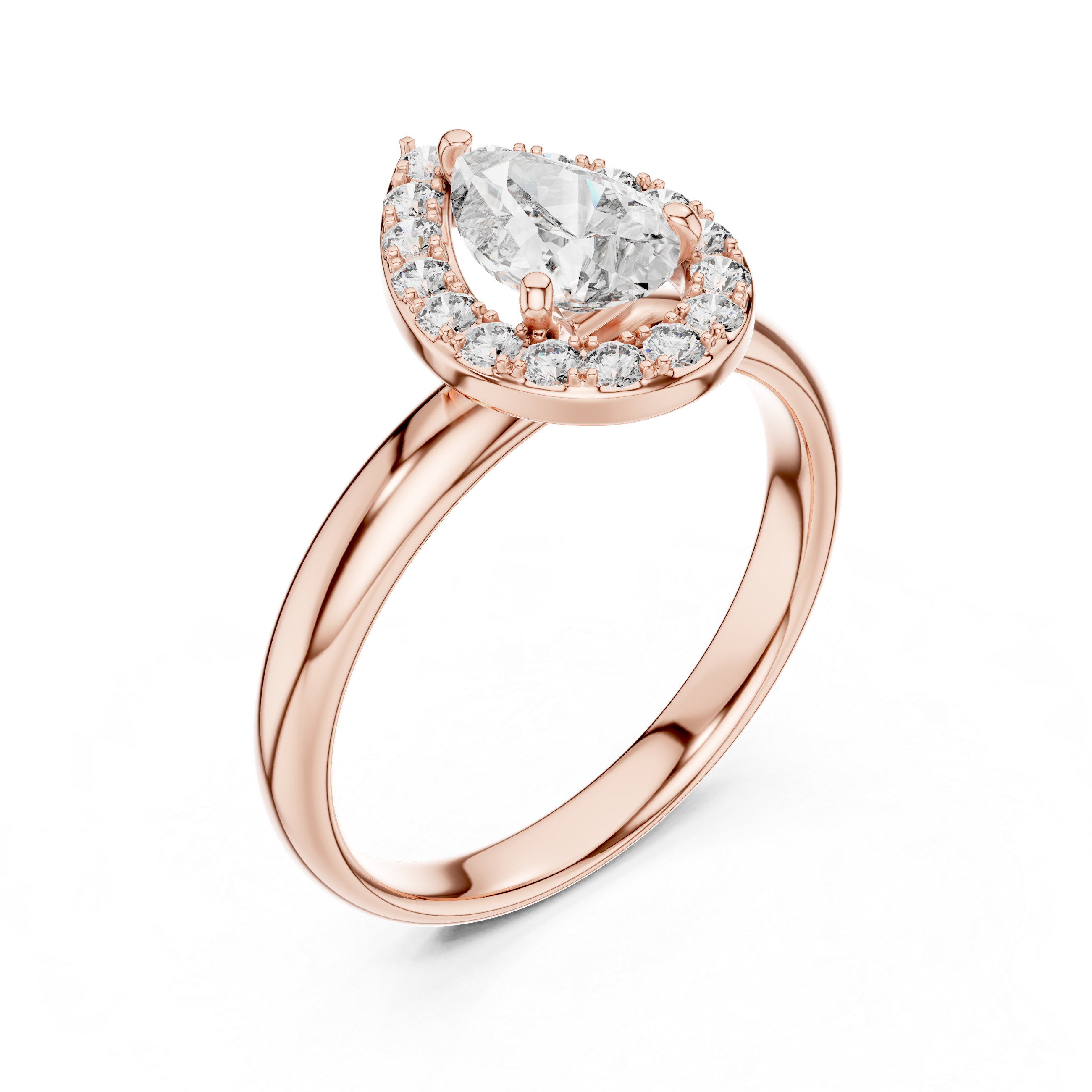 Pear Halo Engagement Ring with Pavé Diamond Frame – Elegant Teardrop Bridal Ring