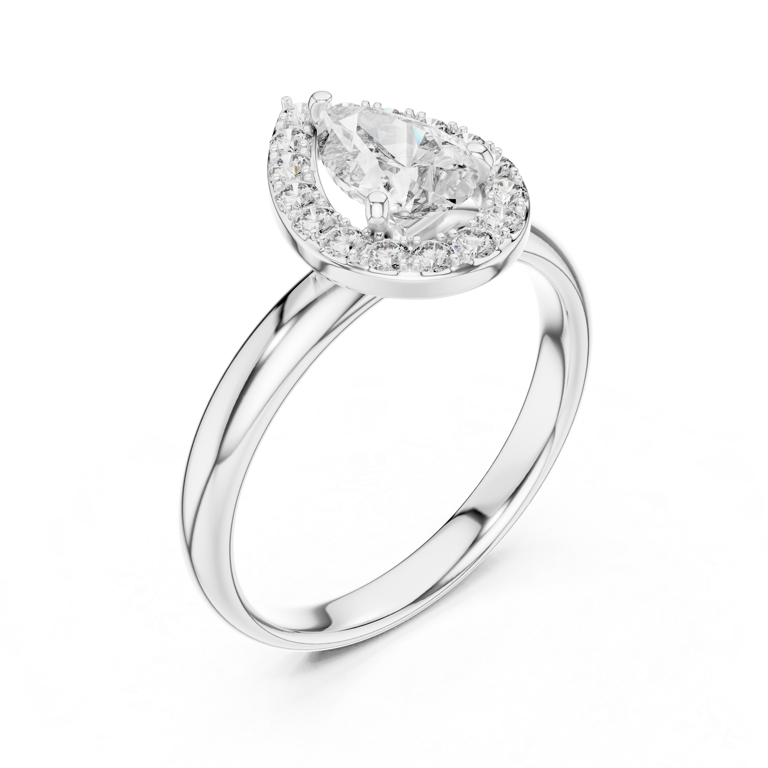 Pear Halo Engagement Ring with Pavé Diamond Frame – Elegant Teardrop Bridal Ring