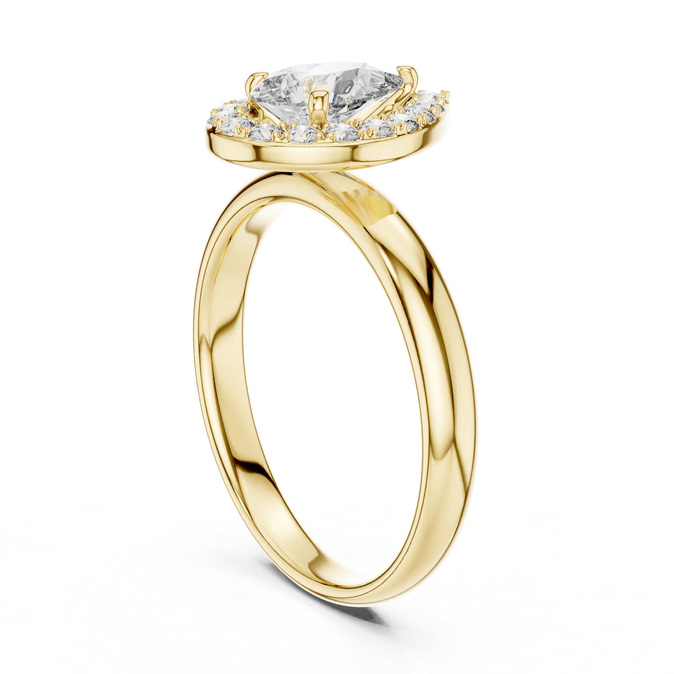 Pear Halo Engagement Ring with Pavé Diamond Frame – Elegant Teardrop Bridal Ring