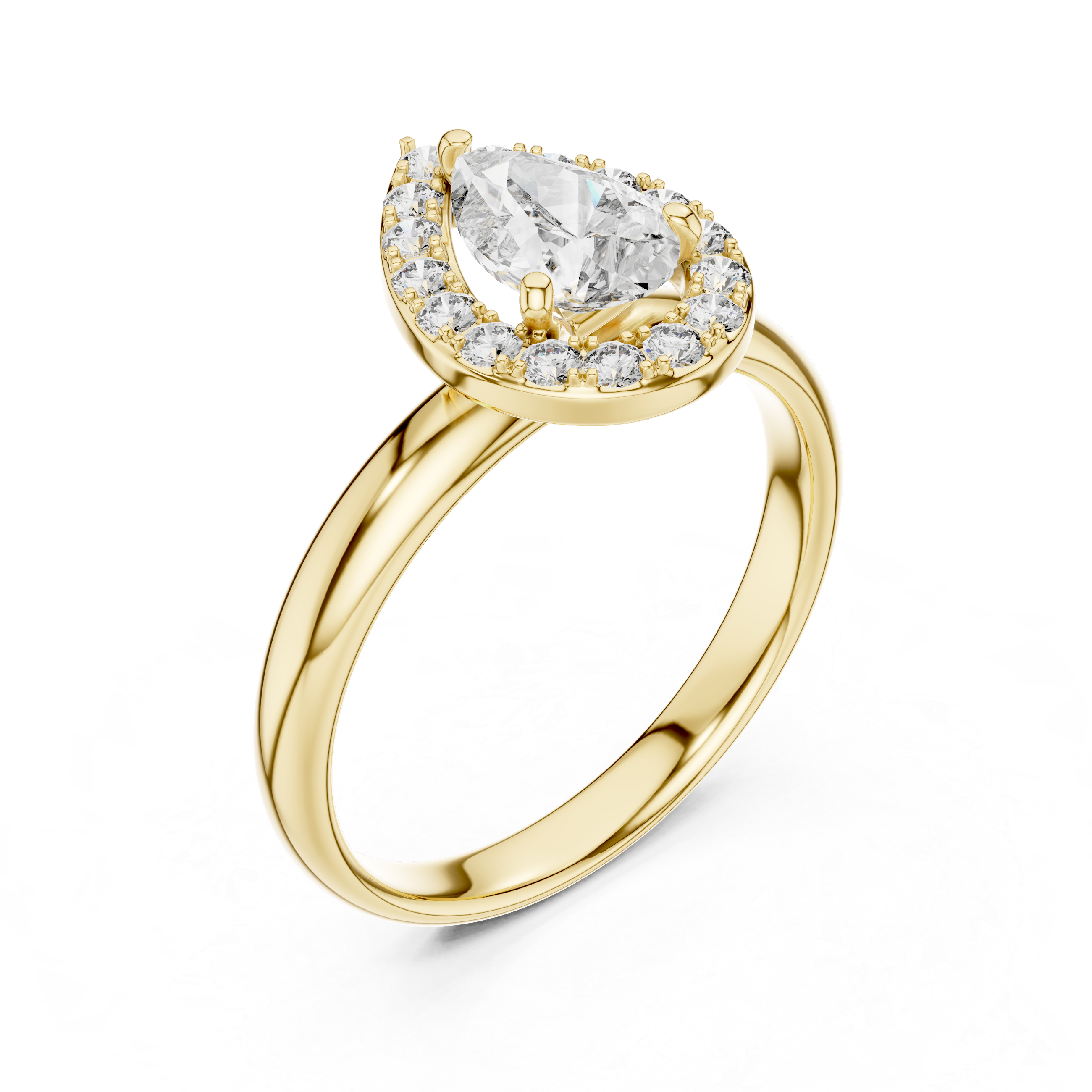 Pear Halo Engagement Ring with Pavé Diamond Frame – Elegant Teardrop Bridal Ring