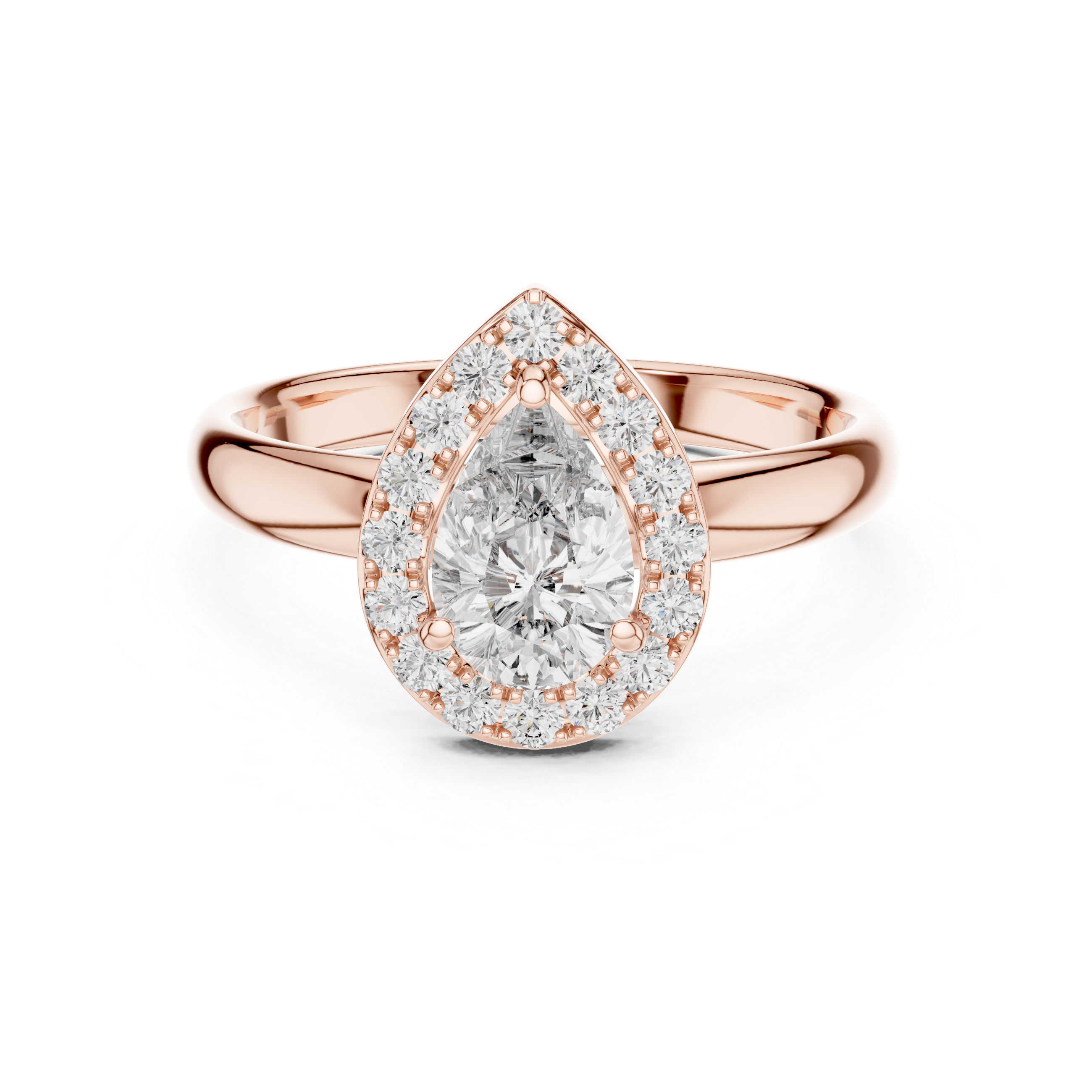 Pear Halo Engagement Ring with Pavé Diamond Frame – Elegant Teardrop Bridal Ring