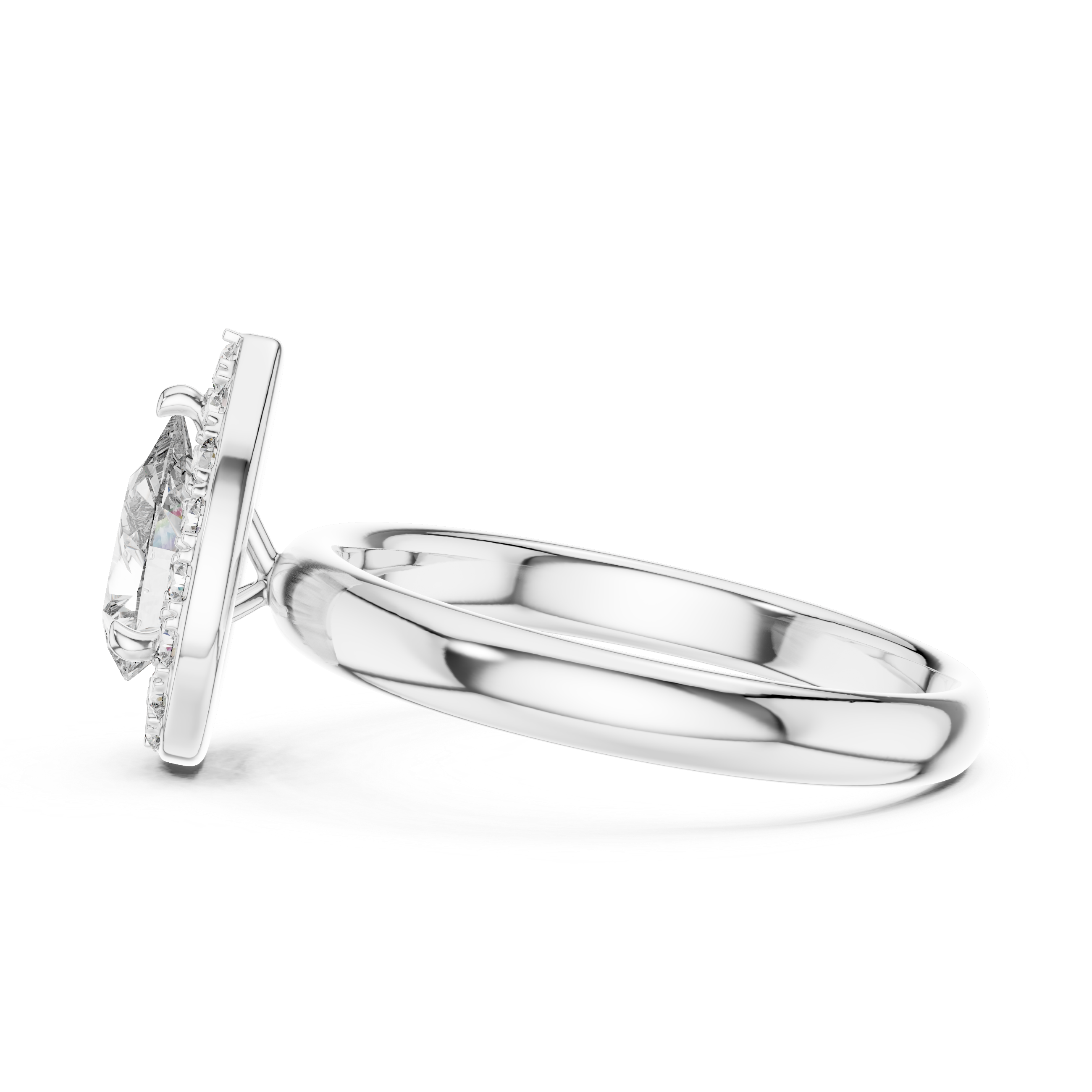 Pear Halo Engagement Ring with Pavé Diamond Frame – Elegant Teardrop Bridal Ring