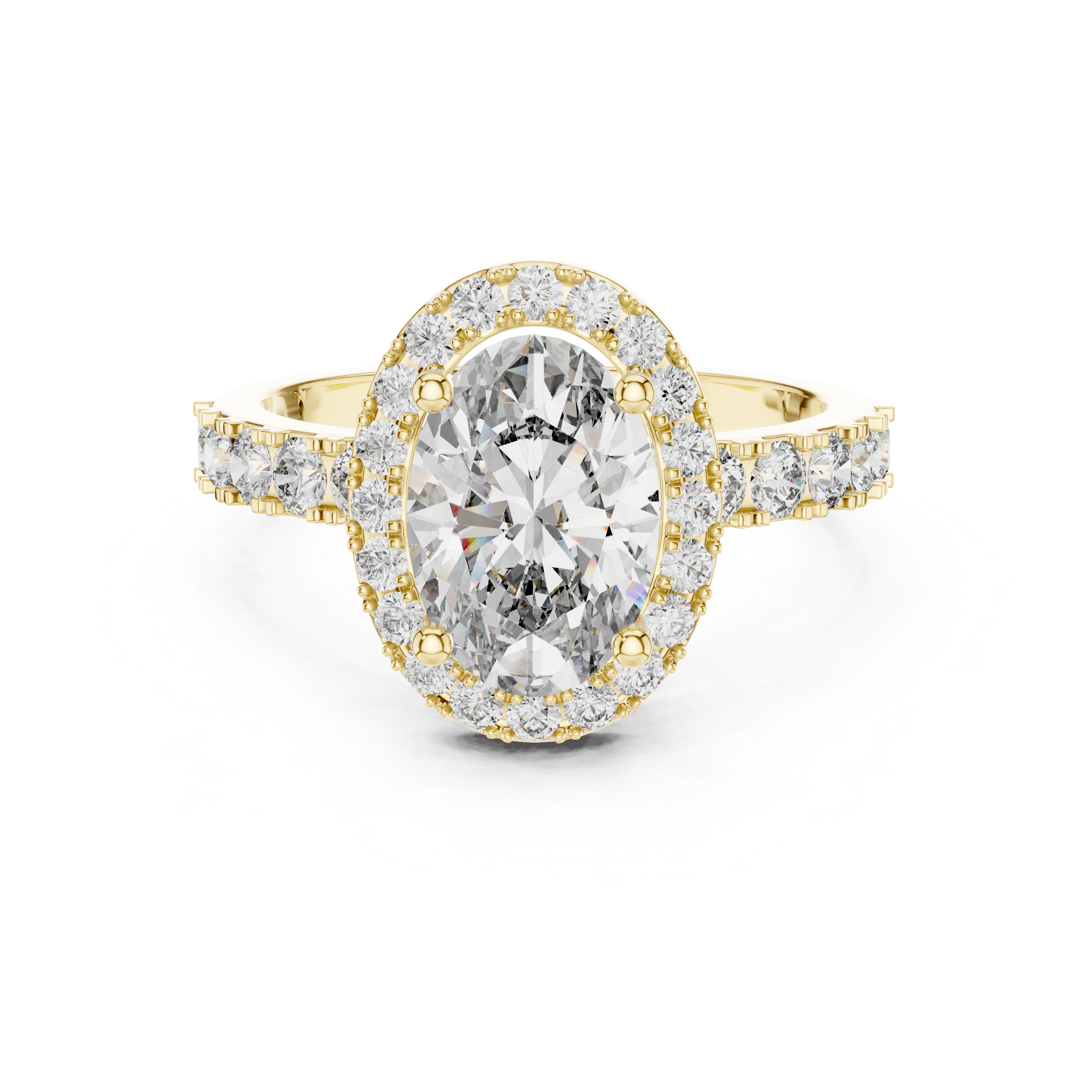 Oval Halo Engagement Ring with Pavé Diamond Band – Luxury Oval Cut Bridal Ring