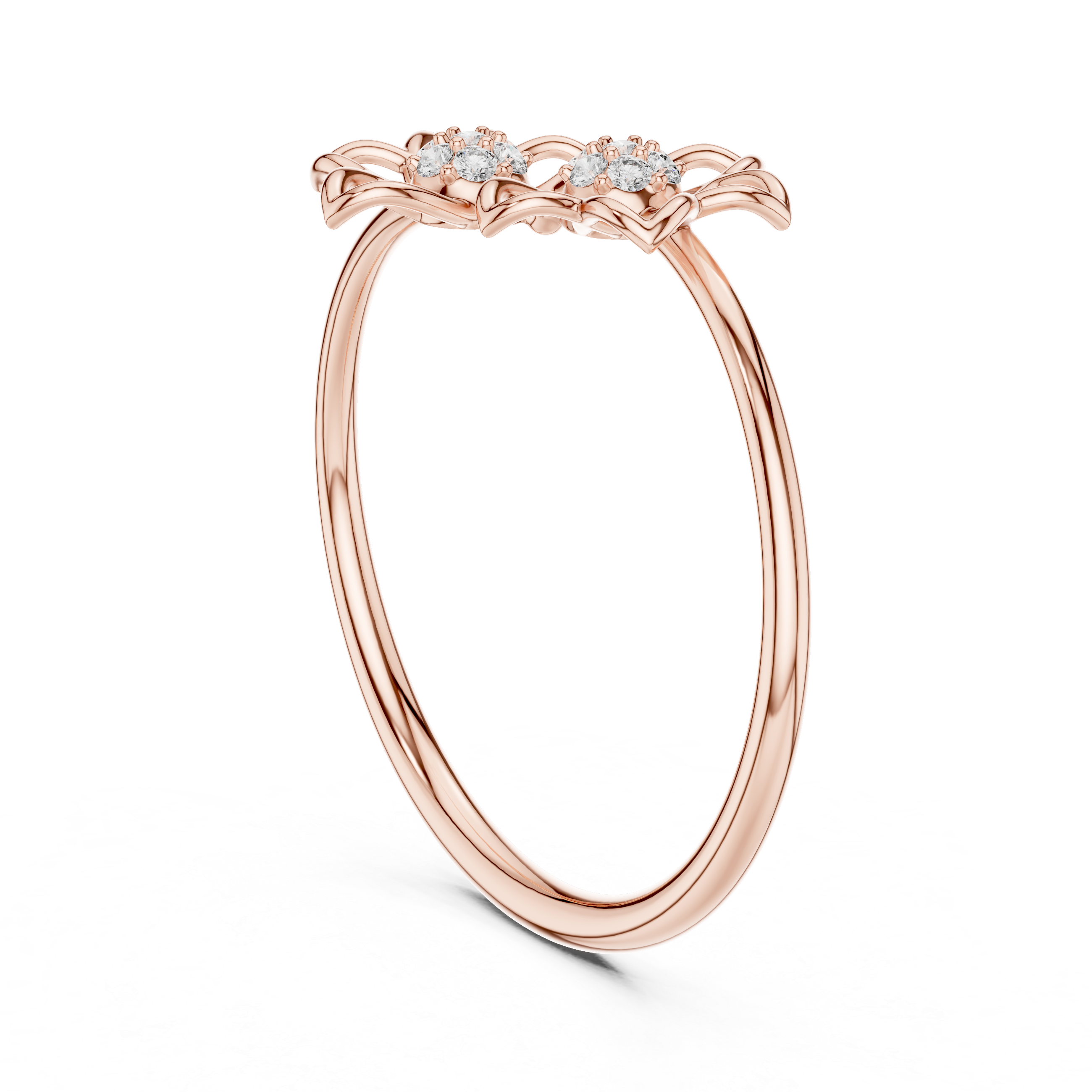 Double Flower Diamond Ring – Minimal Floral Openwork Band