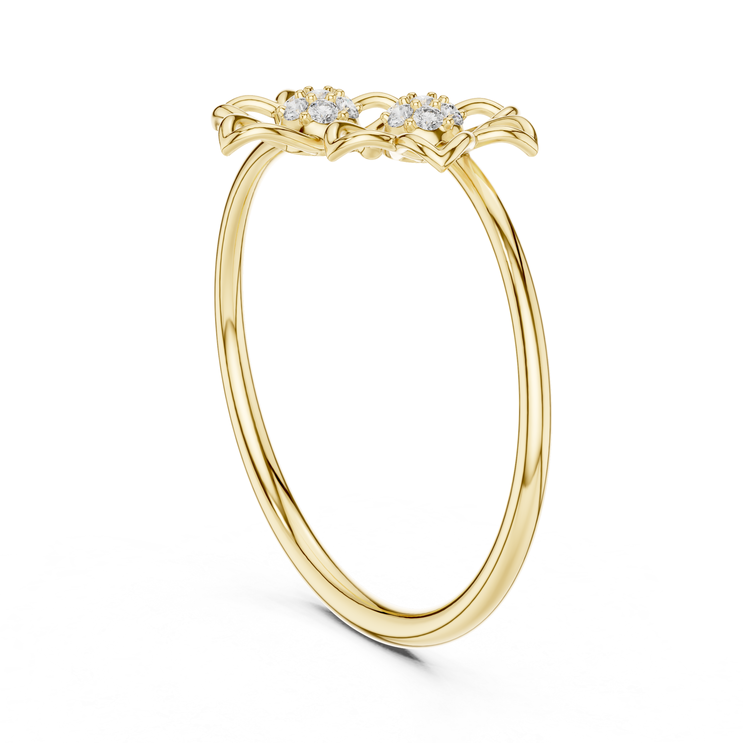 Double Flower Diamond Ring – Minimal Floral Openwork Band