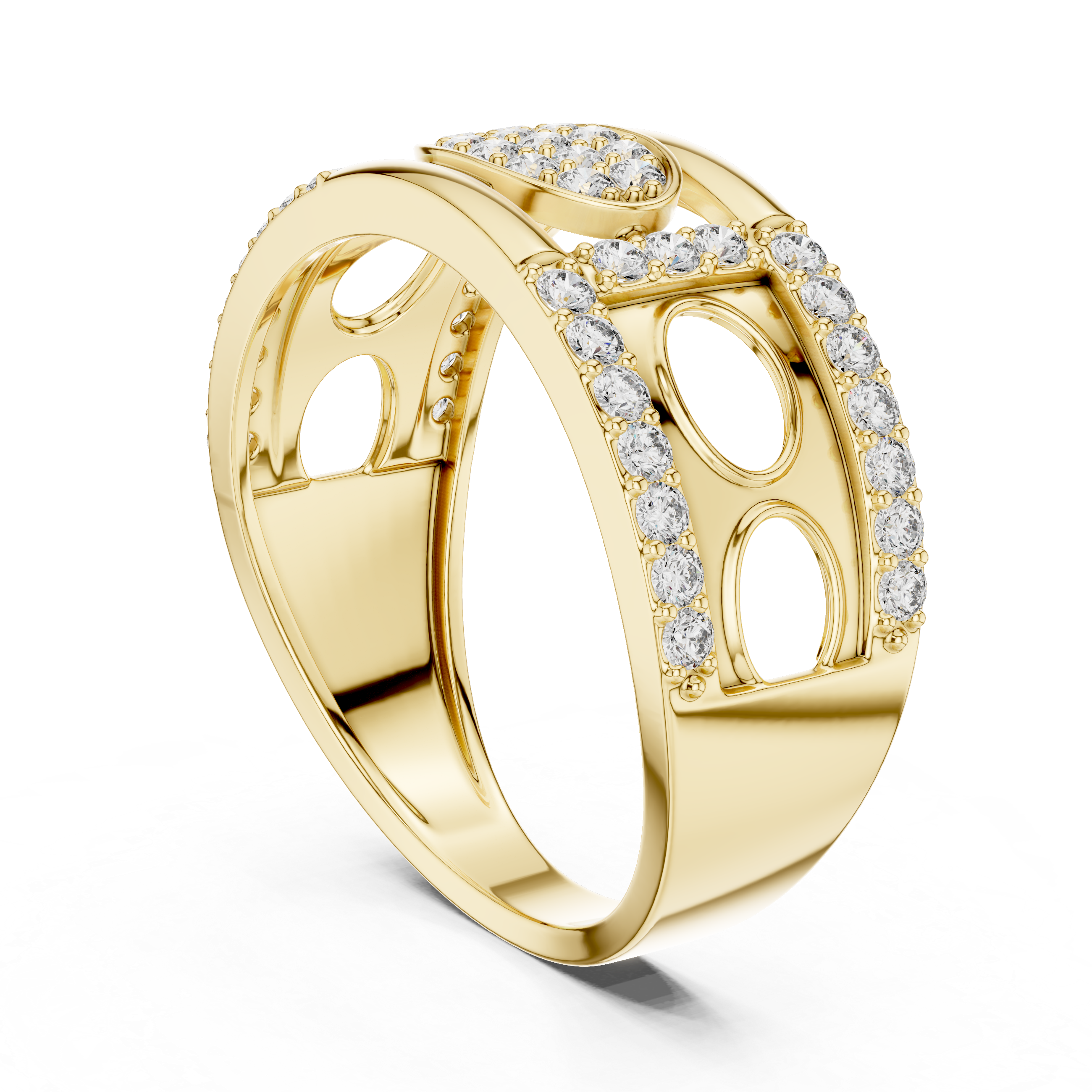 Oval Cluster Diamond Ring with Open Circle Gallery Design