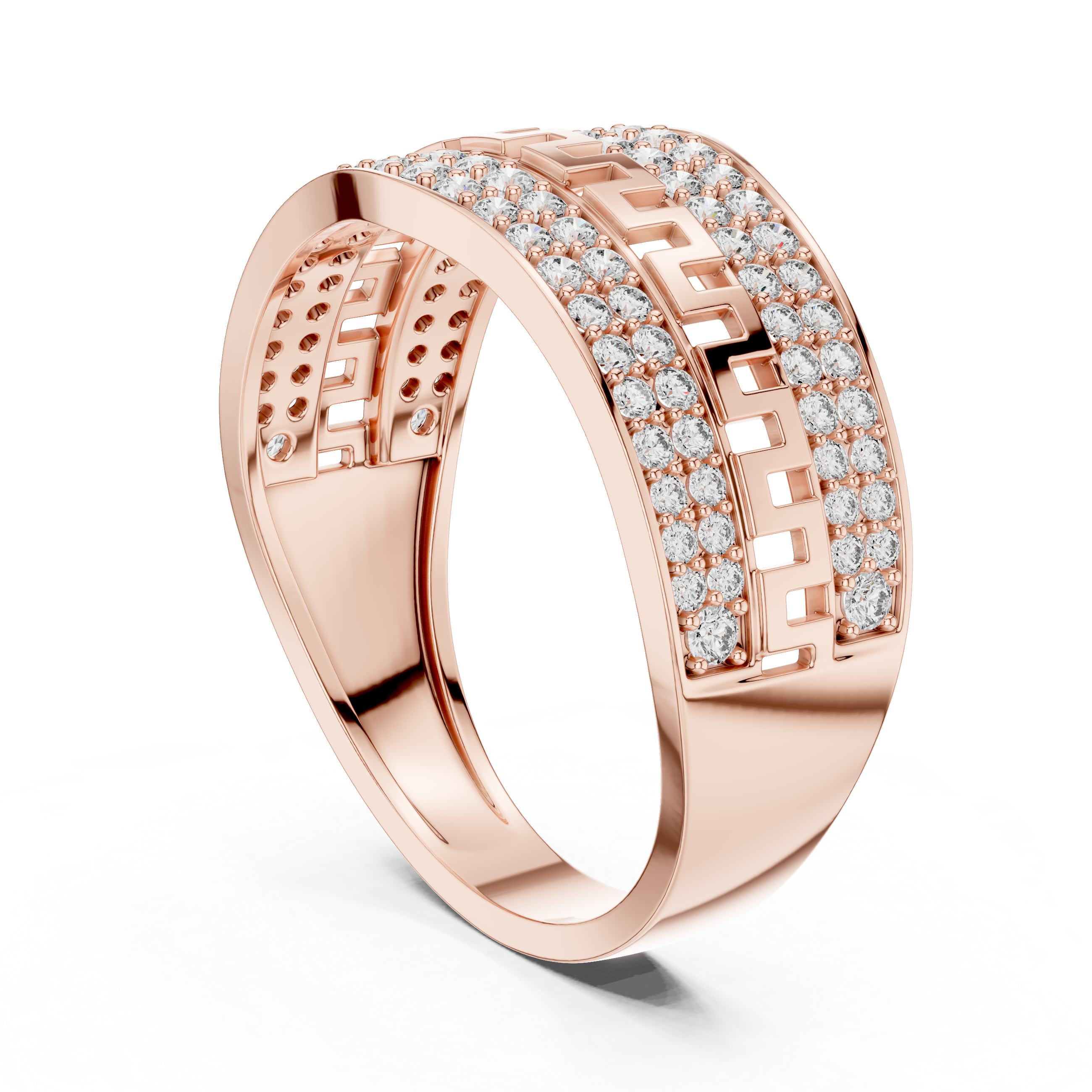Luxury Double Pavé Diamond Ring with Geometric Center Band